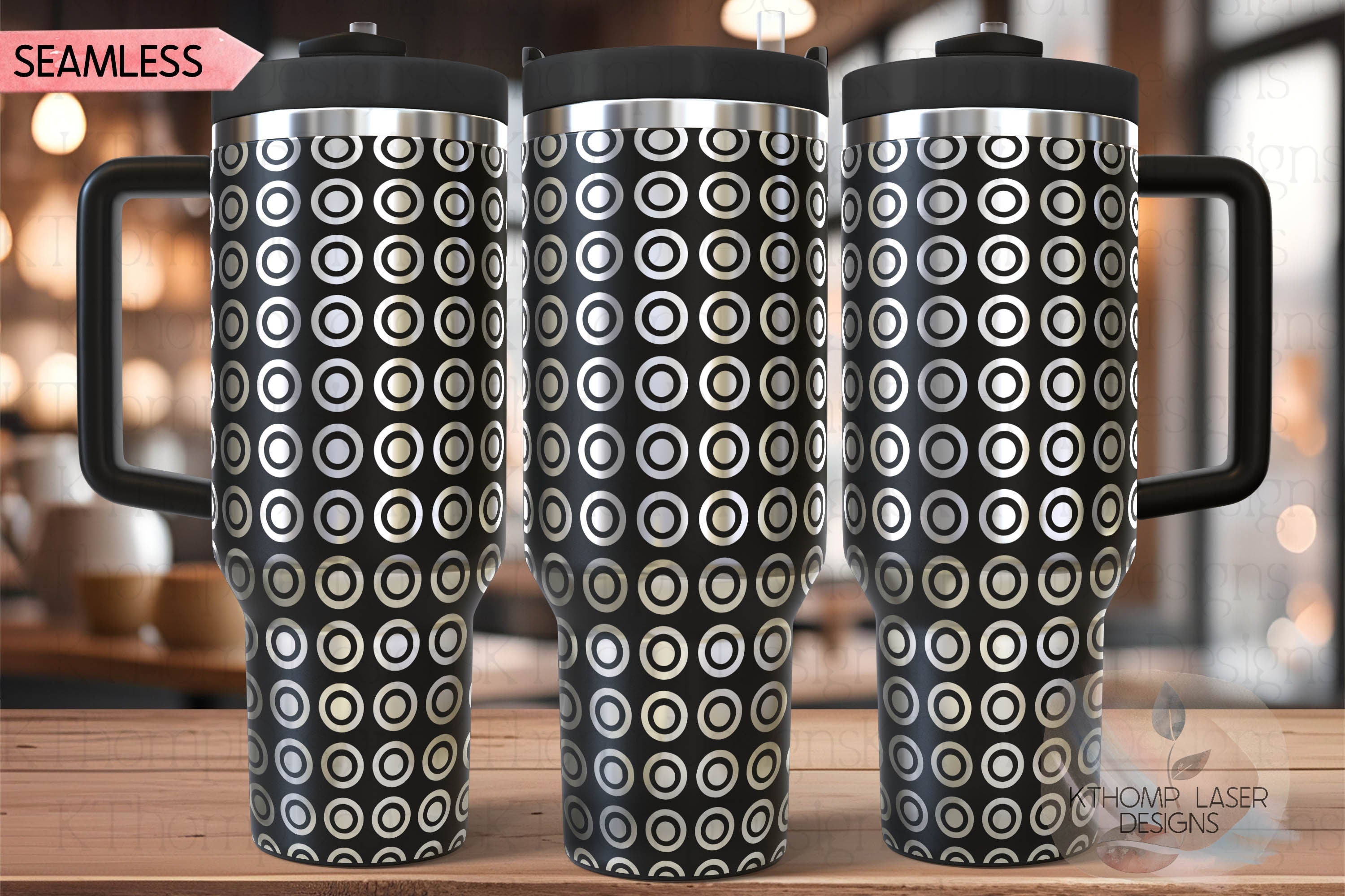 Circle Dots Pattern Tumbler Wrap SVG | 40oz Laser Engraving File | Rotary Ready Digital Background SVG