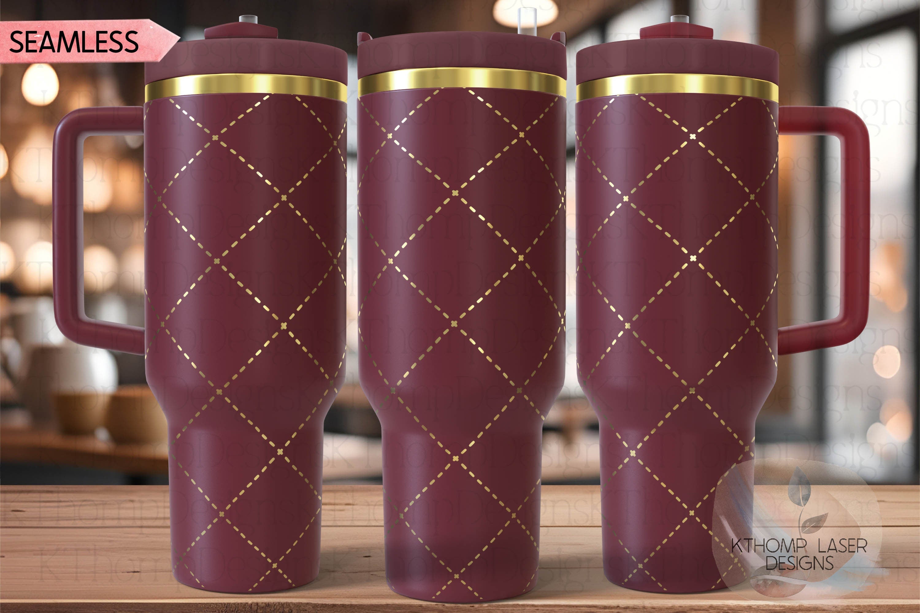 Dashed Diamonds Pattern Tumbler Wrap SVG | 40oz Laser Engraving File | Rotary Ready Digital Background SVG