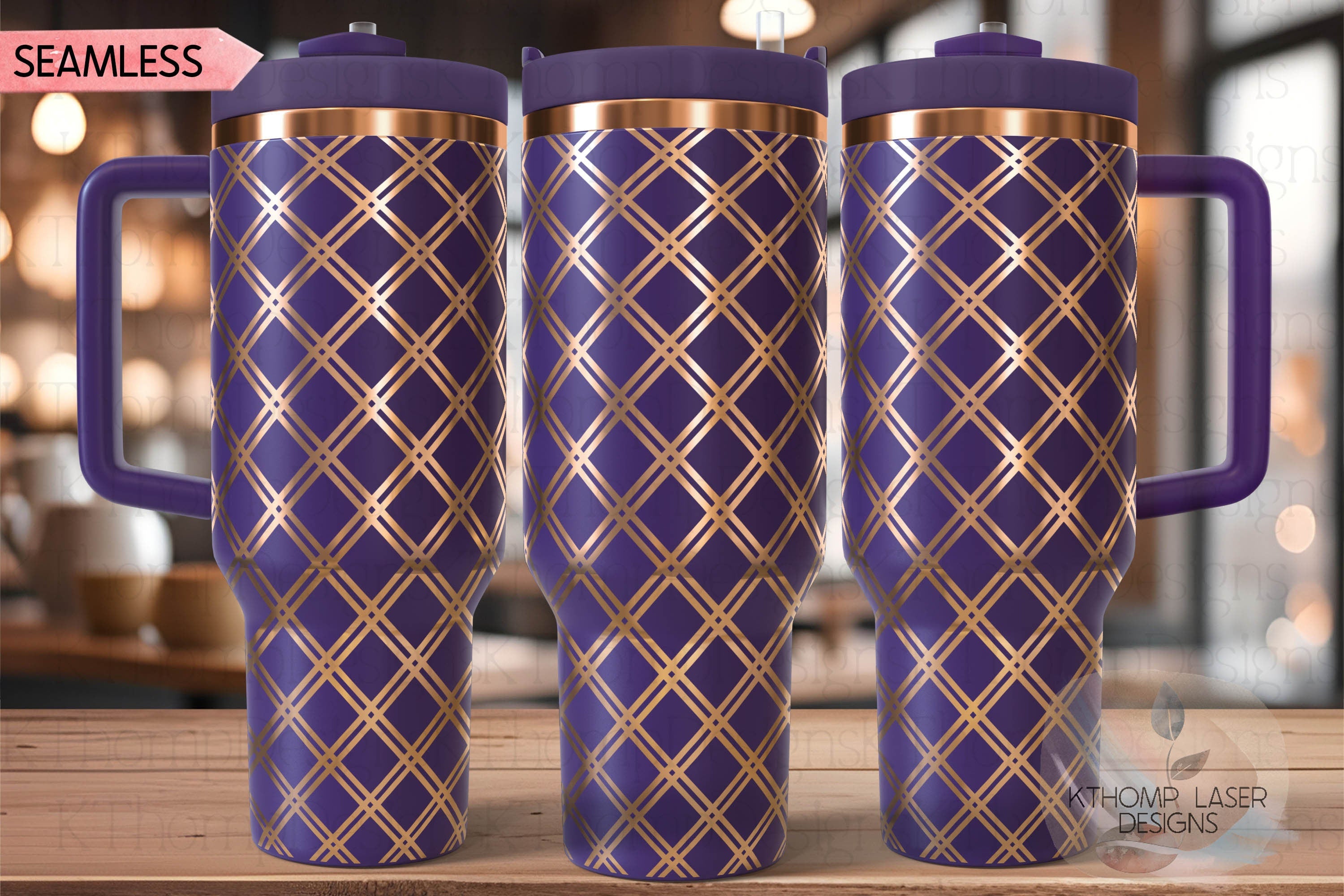 Double Diamond Pattern Tumbler Wrap SVG | 40oz Laser Engraving File | Rotary Ready Digital Background SVG