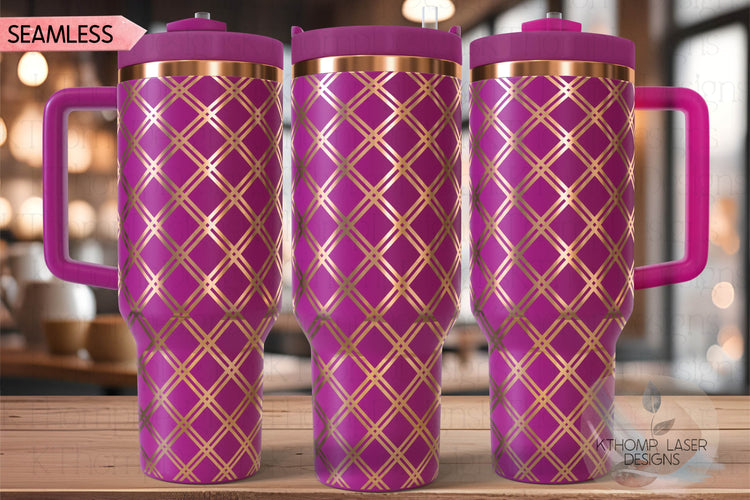 Double Diamond Pattern Tumbler Wrap SVG | 40oz Laser Engraving File | Rotary Ready Digital Background SVG