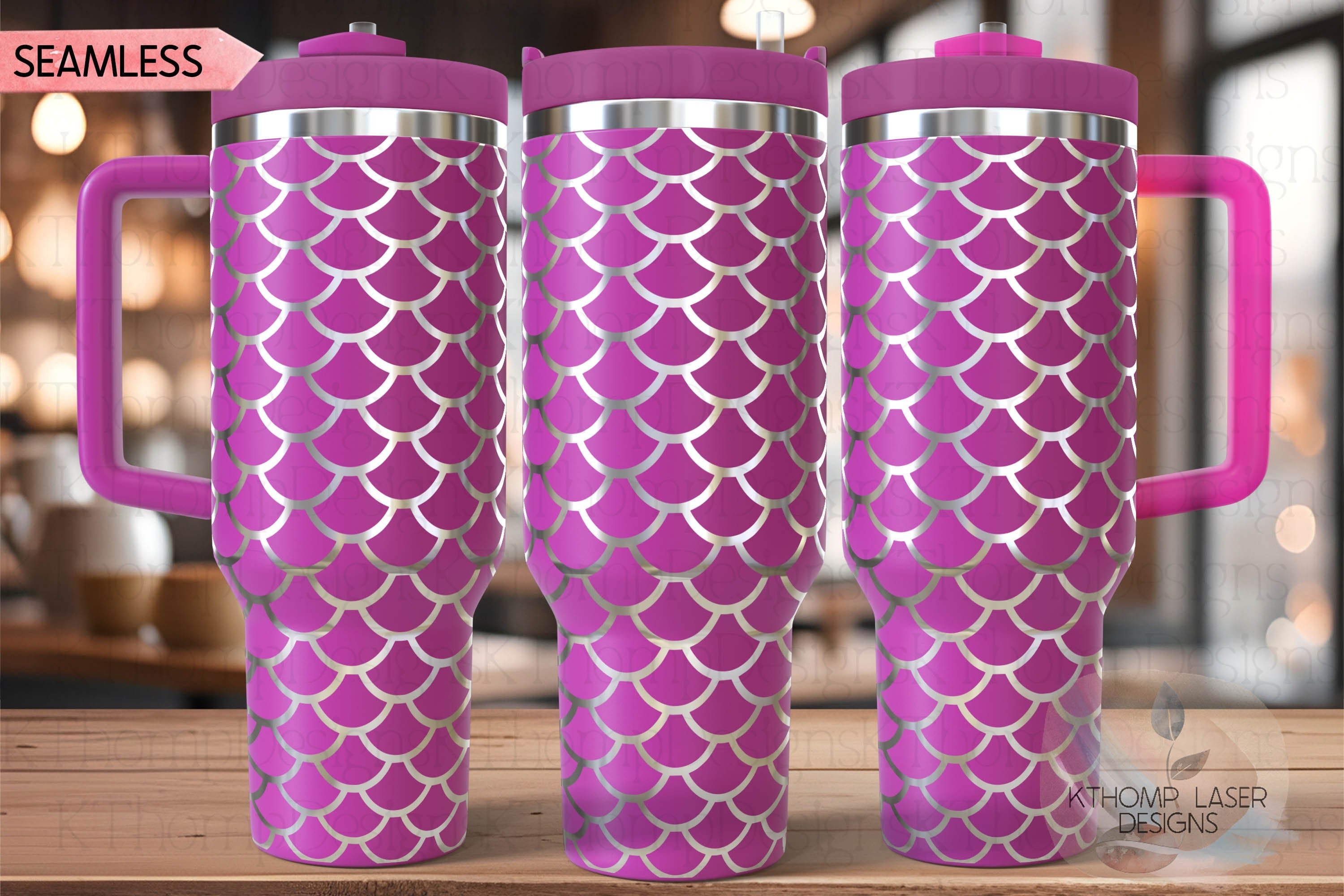 Scales Pattern Tumbler Wrap SVG | 40oz Laser Engraving File | Rotary Ready Digital Background SVG