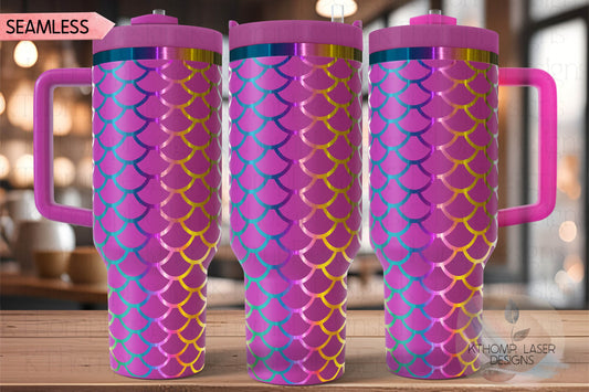 Scales Pattern Tumbler Wrap SVG | 40oz Laser Engraving File | Rotary Ready Digital Background SVG