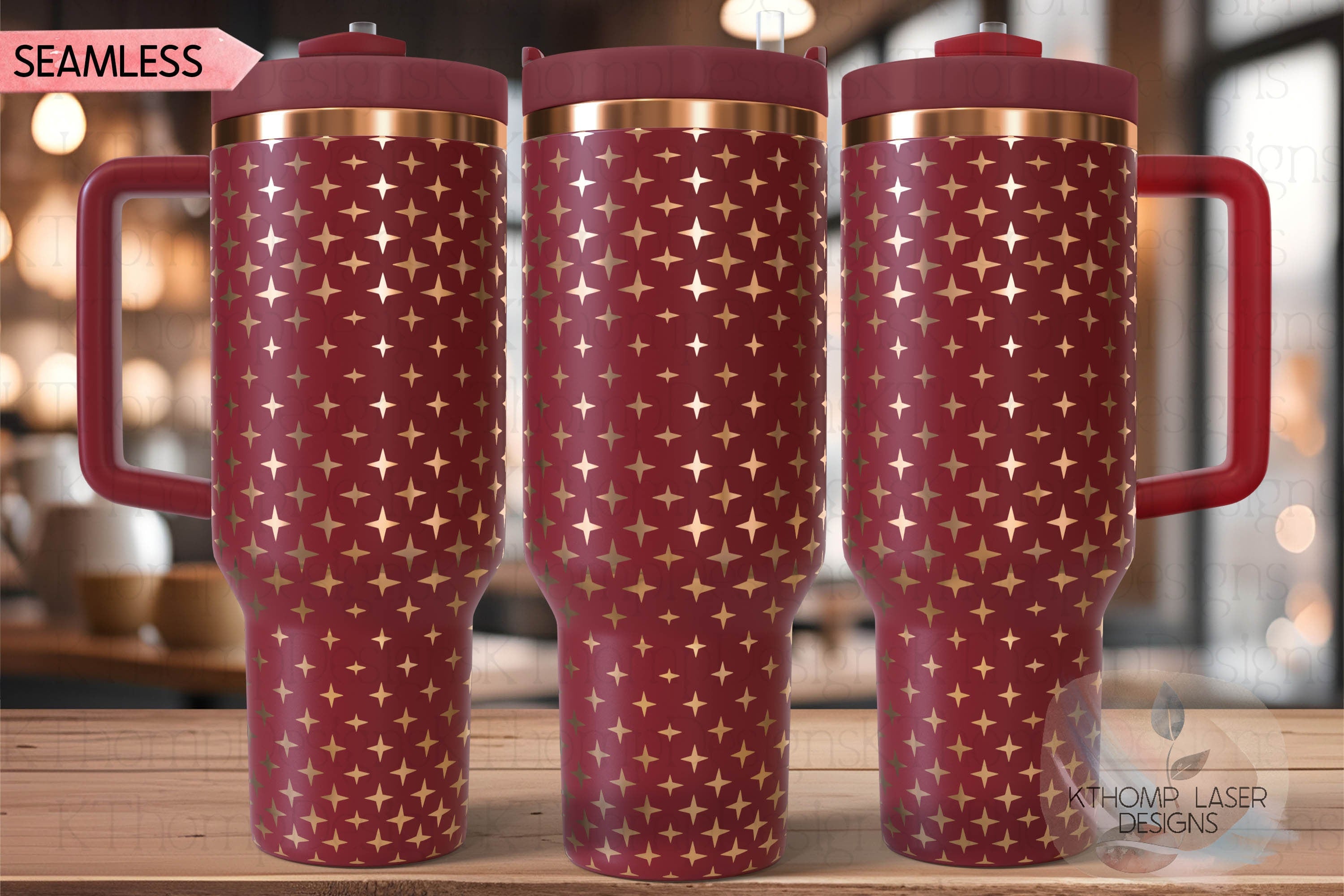 Stars Pattern Tumbler Wrap SVG | 40oz Laser Engraving File | Rotary Ready Digital Background SVG