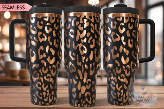 Leopard Pattern Tumbler Wrap SVG | 40oz Laser Engraving File | Rotary Ready Digital Background SVG