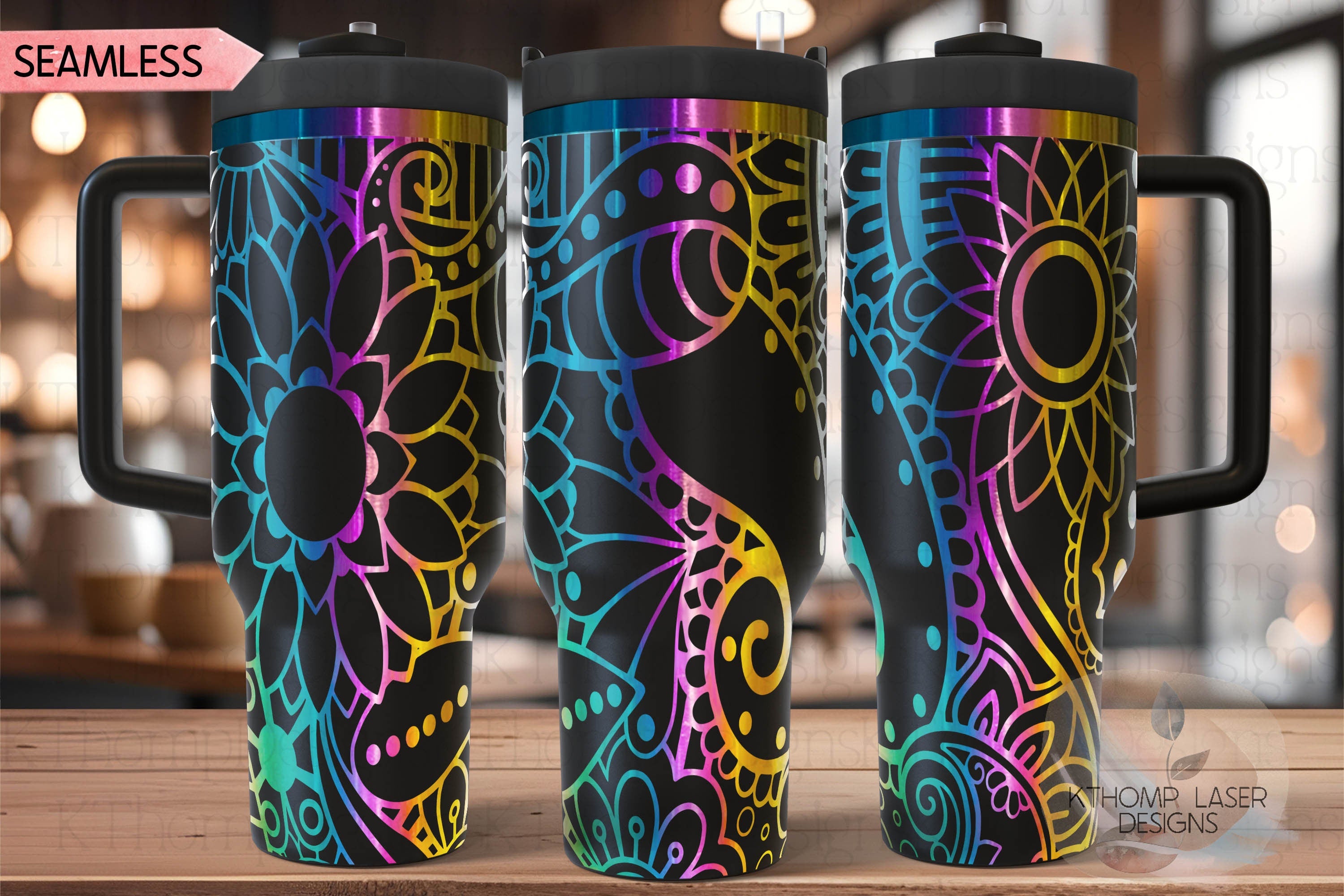 Paisley Doodles Pattern Tumbler Wrap SVG | 40oz Laser Engraving File | Rotary Ready Digital Background SVG