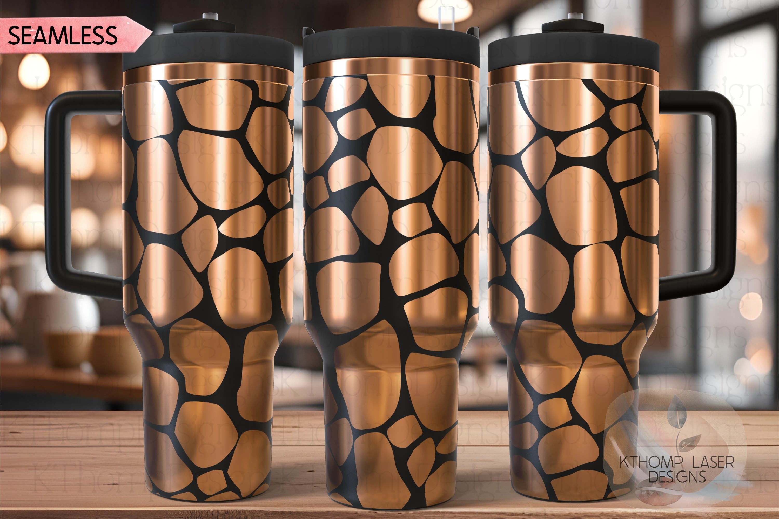 Giraffe Pattern Tumbler Wrap SVG | 40oz Laser Engraving File | Rotary Ready Digital Background SVG