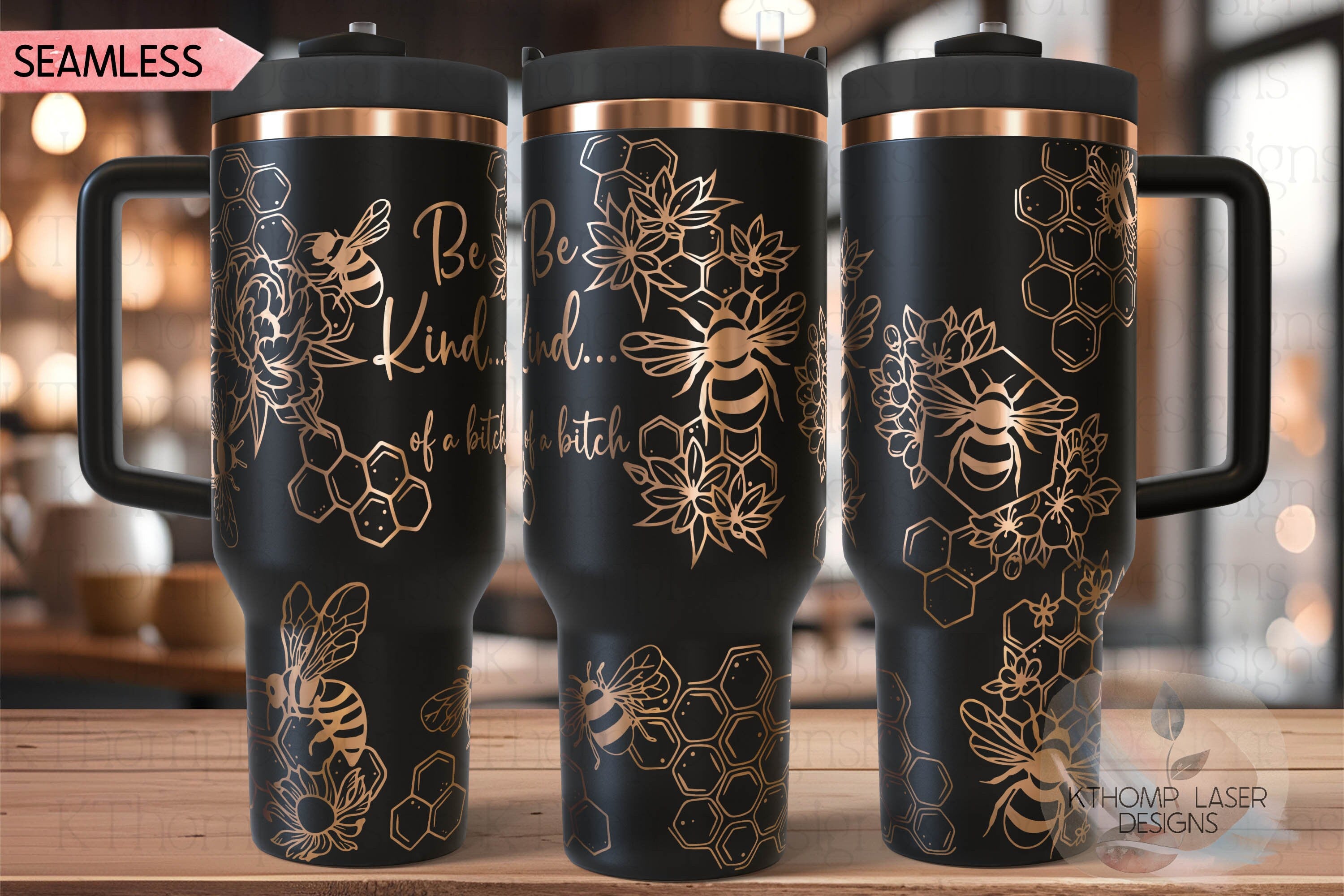 Be Kind... Of A B*tch Honey Bees Tumbler Wrap SVG | 40oz Laser Engraving File | Rotary Ready Digital Design | Exotic Animal SVG