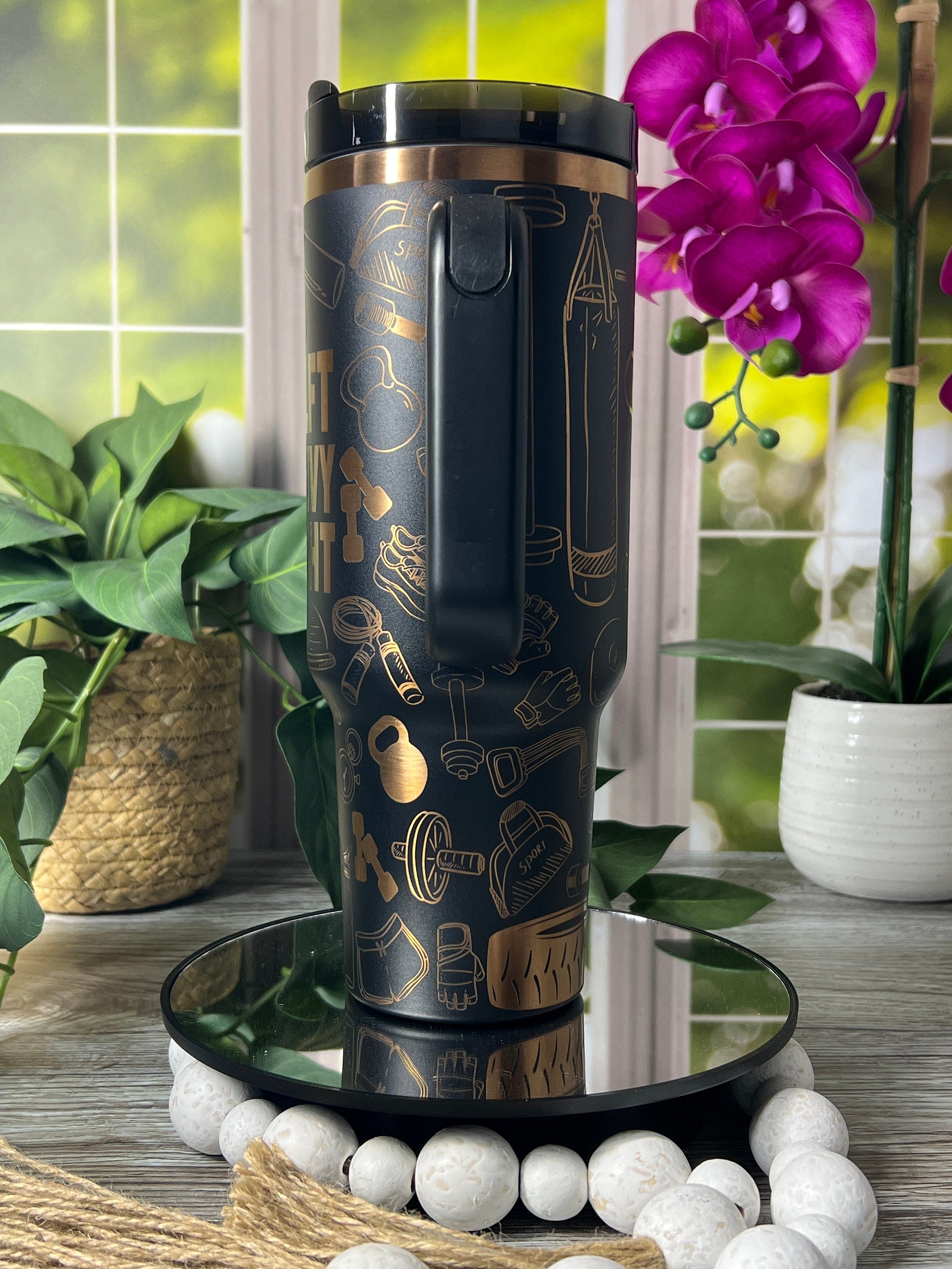 Workout Exercise Weightlifting Tumbler Wrap SVG | 40oz Laser Engraving File | Rotary Ready Digital Design | Sports Fan SVG