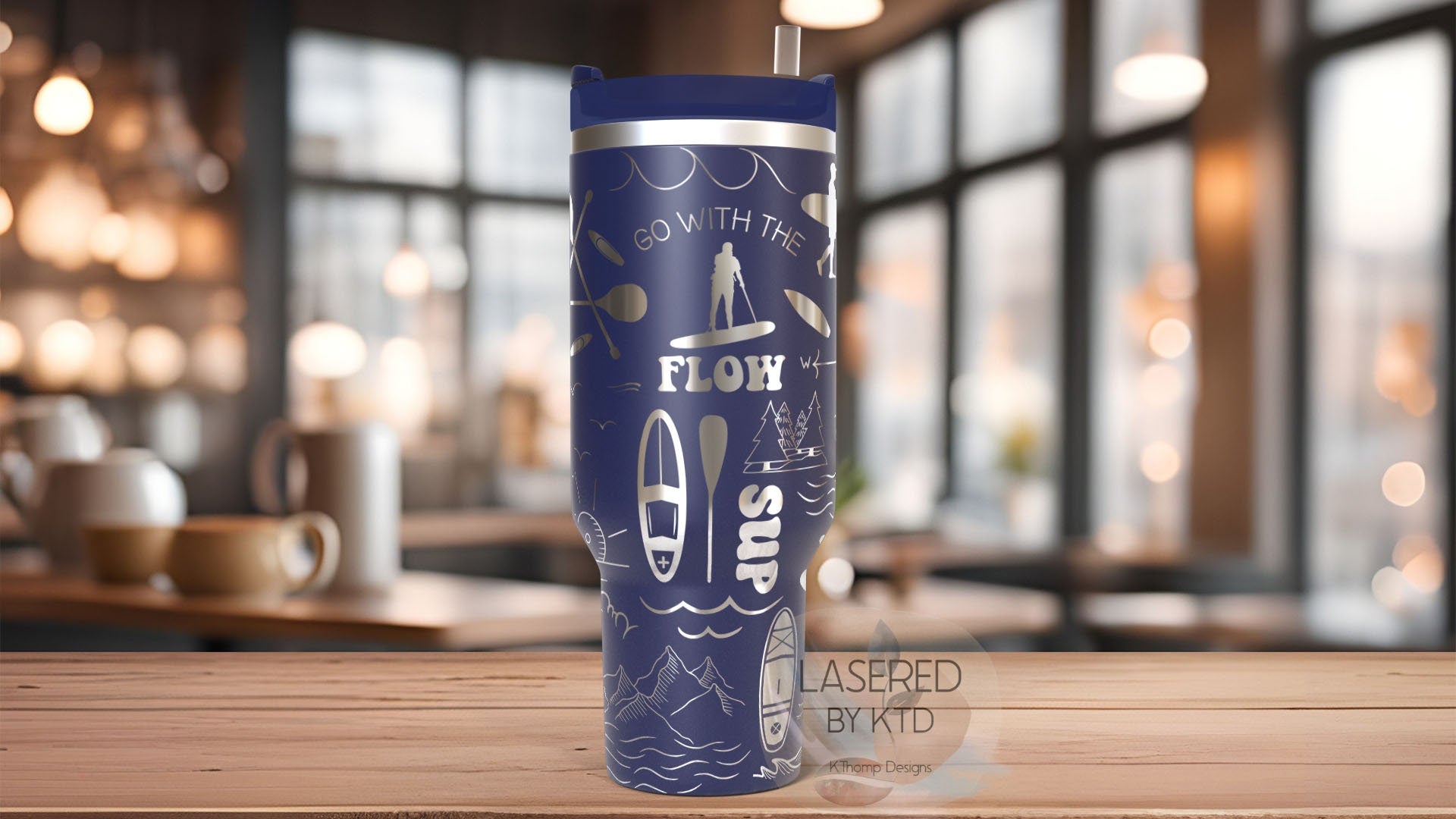 Paddleboarding Tumbler Wrap SVG | 40oz Laser Engraving File | Rotary Ready Digital Design | Hobby Travel SVG