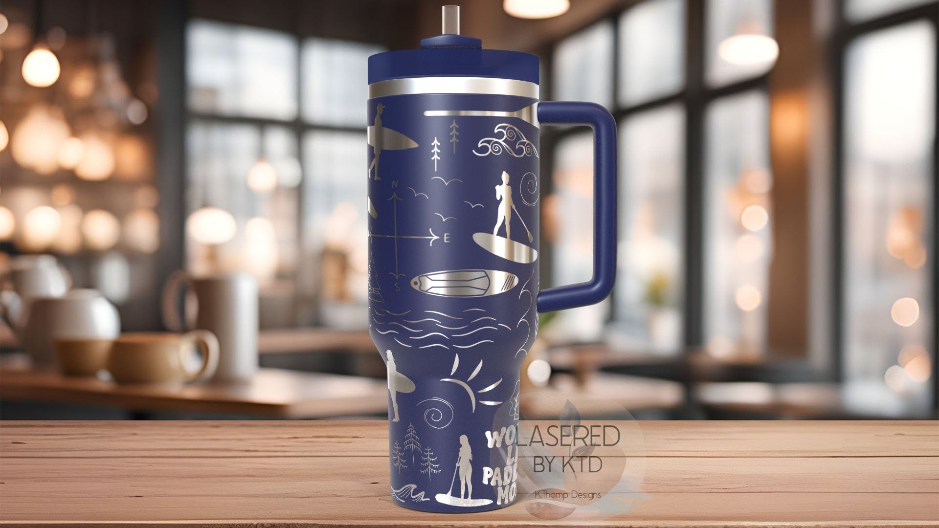 Paddleboarding Tumbler Wrap SVG | 40oz Laser Engraving File | Rotary Ready Digital Design | Hobby Travel SVG