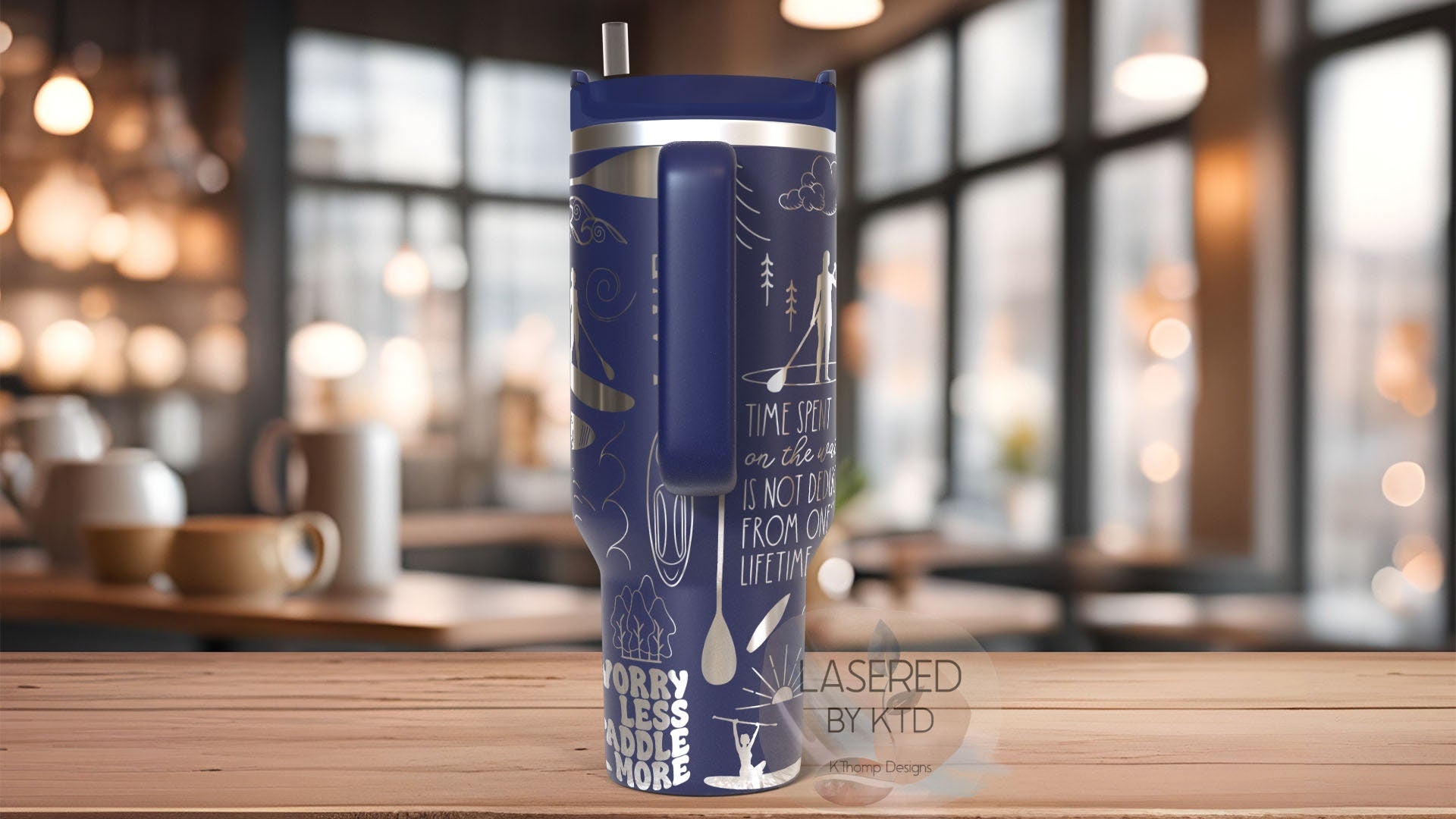 Paddleboarding Tumbler Wrap SVG | 40oz Laser Engraving File | Rotary Ready Digital Design | Hobby Travel SVG
