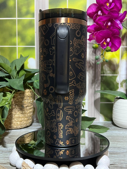 Cute Schnauzer Tumbler Wrap SVG | 40oz Laser Engraving File | Rotary Engrave Digital Design | Dog Lover Gift