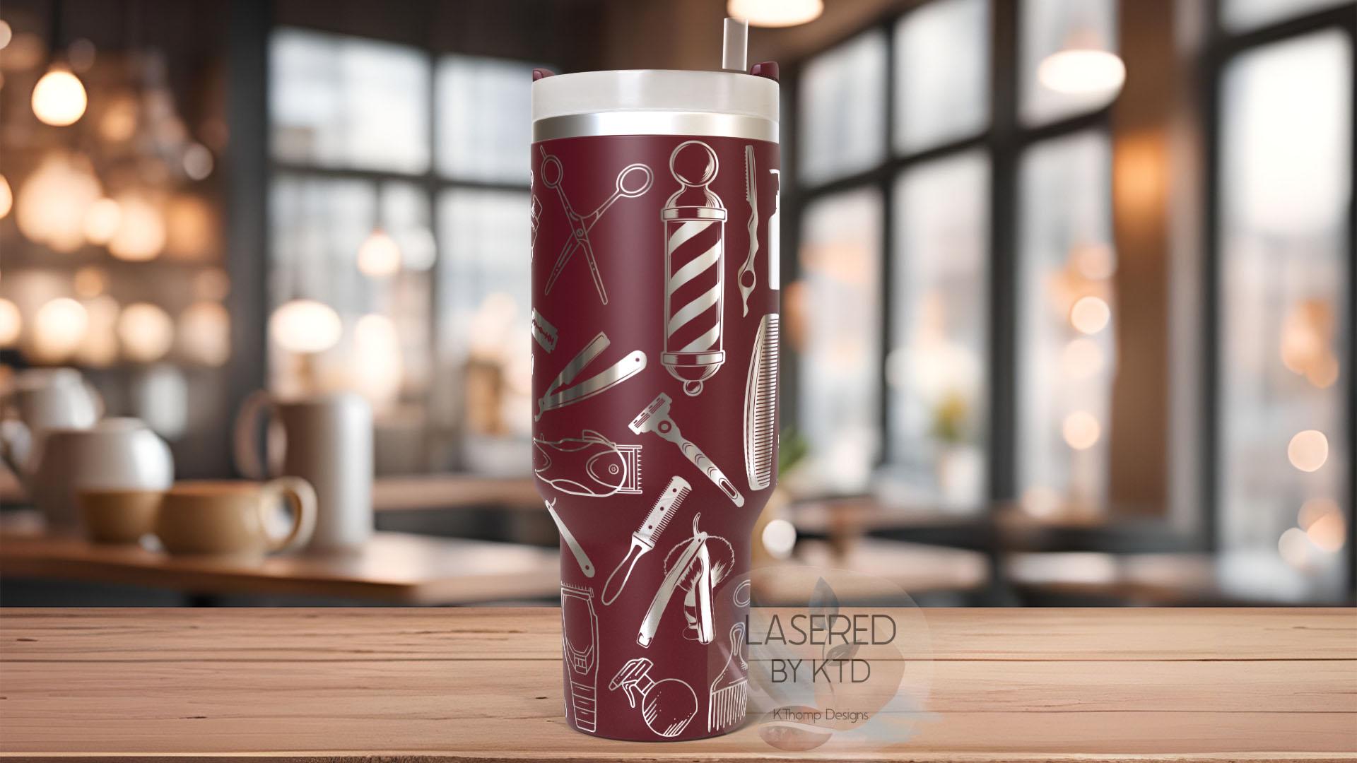 Barber Hairstylist Barber Shop Tumbler Wrap SVG | 40oz Laser Engraving File | Rotary Ready Digital Design | Career Gift SVG