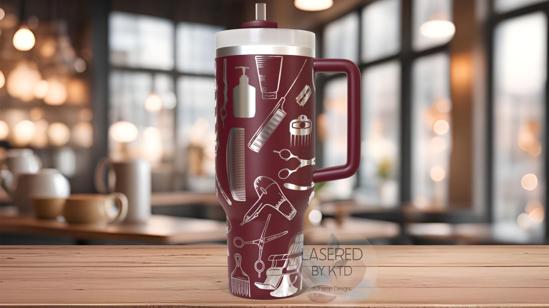 Barber Hairstylist Barber Shop Tumbler Wrap SVG | 40oz Laser Engraving File | Rotary Ready Digital Design | Career Gift SVG