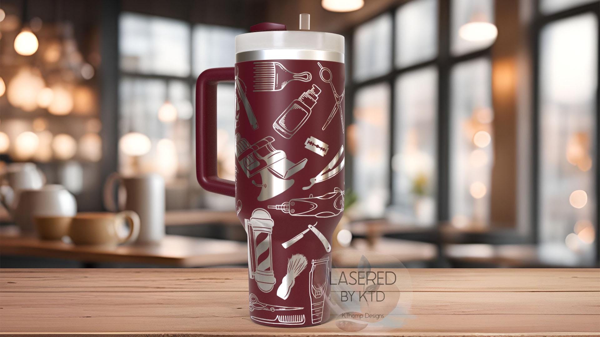 Barber Hairstylist Barber Shop Tumbler Wrap SVG | 40oz Laser Engraving File | Rotary Ready Digital Design | Career Gift SVG