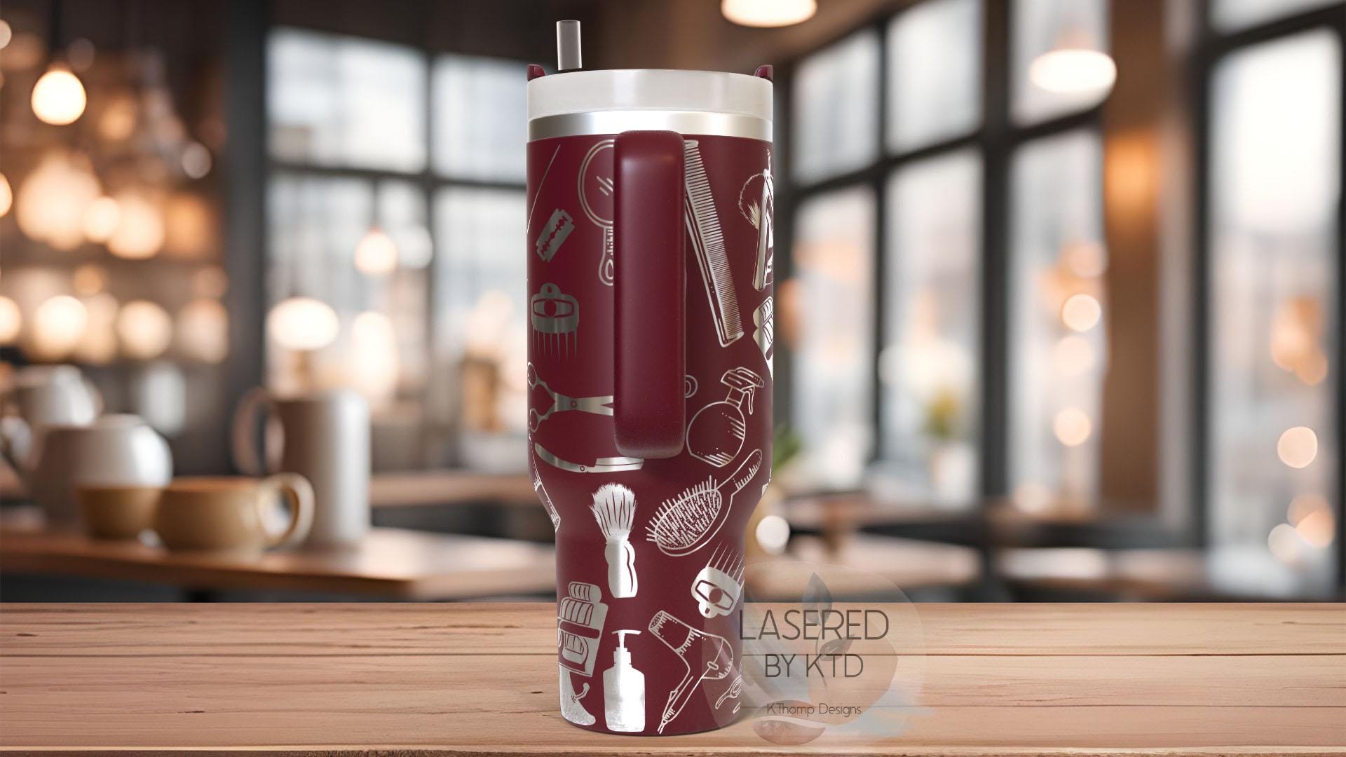 Barber Hairstylist Barber Shop Tumbler Wrap SVG | 40oz Laser Engraving File | Rotary Ready Digital Design | Career Gift SVG