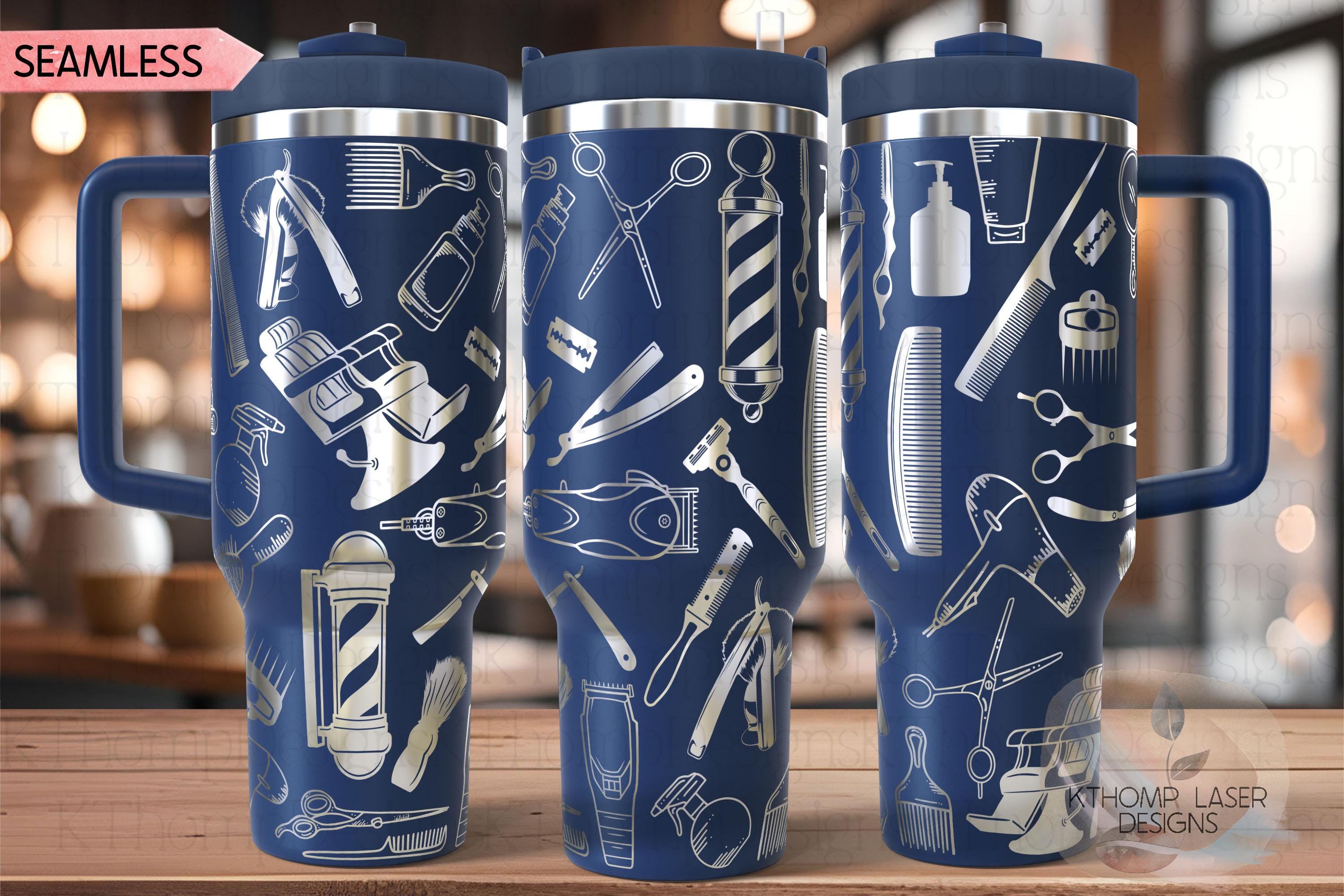 Barber Hairstylist Barber Shop Tumbler Wrap SVG | 40oz Laser Engraving File | Rotary Ready Digital Design | Career Gift SVG
