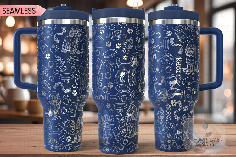 Cocker Spaniel Tumbler Wrap SVG | 40oz Laser Engraving File | Rotary Engrave Digital Design | Dog Lover Gift