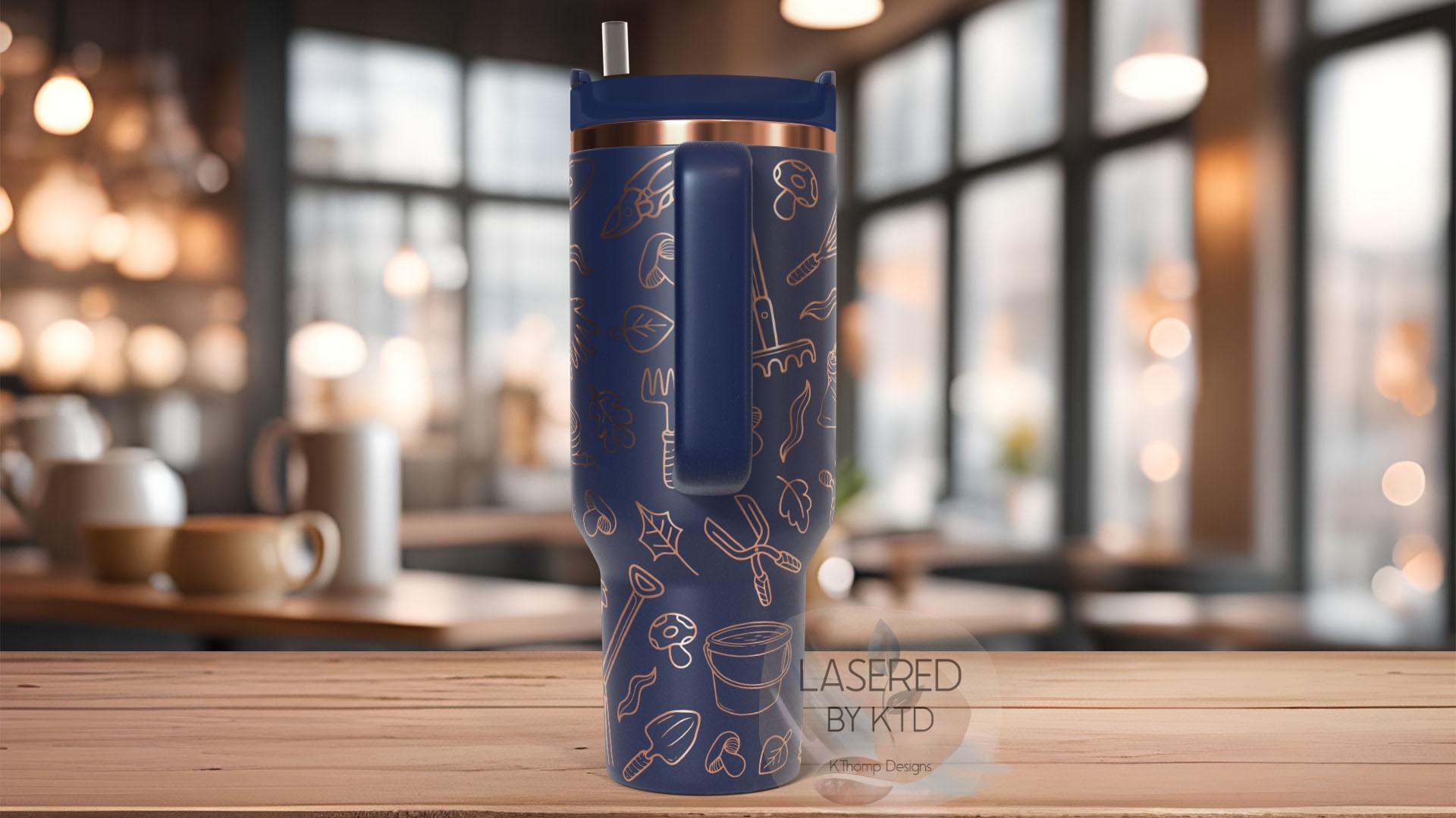 Gardening Doodles Gardener Tumbler Wrap SVG | 40oz Laser Engraving File | Rotary Ready Digital Design | Western Farm SVG