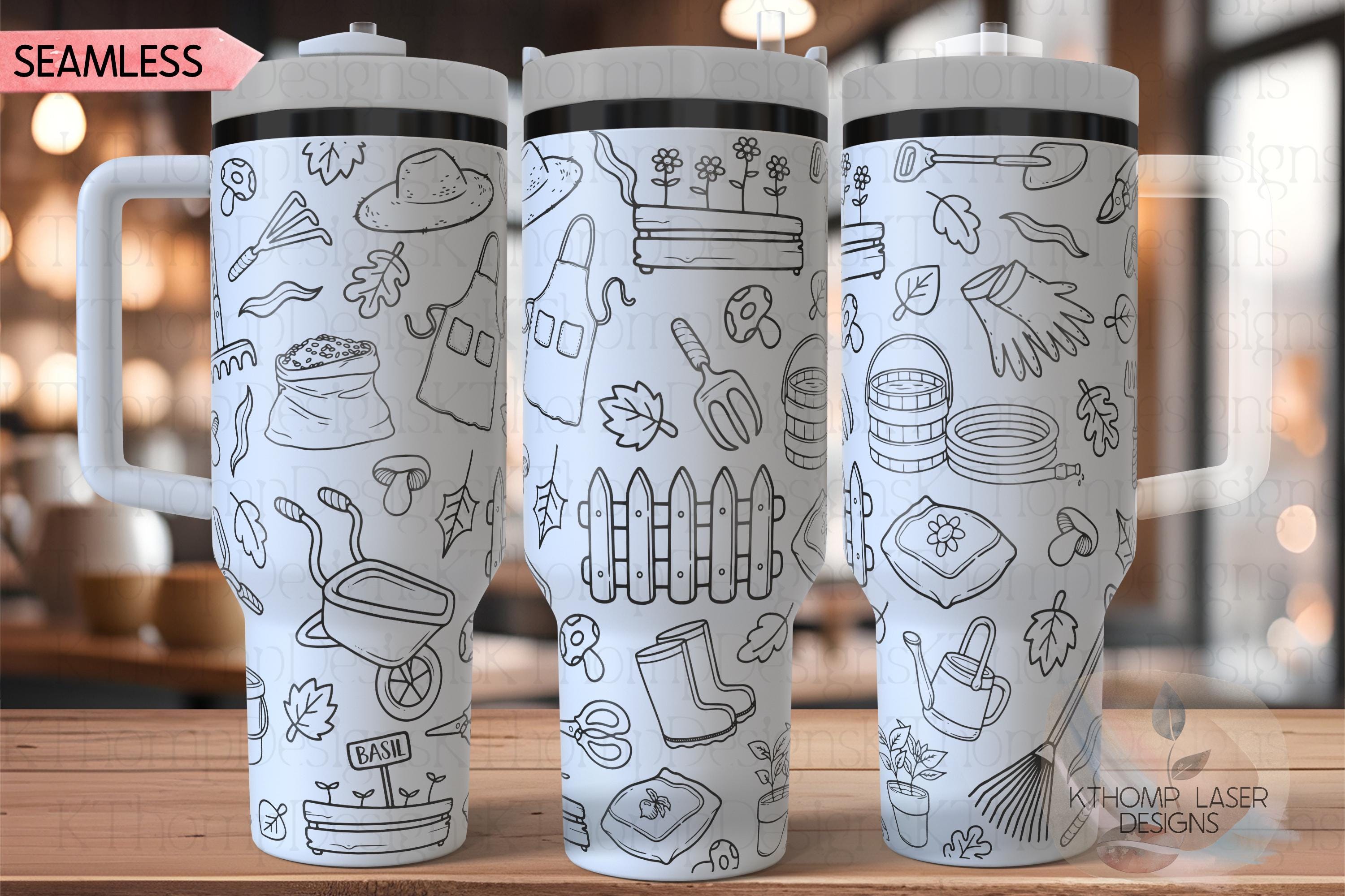 Gardening Doodles Gardener Tumbler Wrap SVG | 40oz Laser Engraving File | Rotary Ready Digital Design | Western Farm SVG