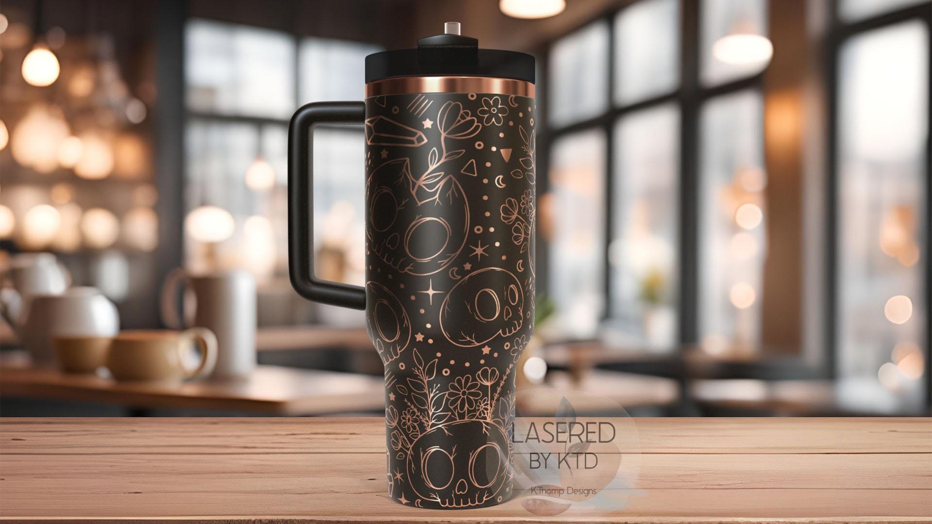 Mystic Skulls Halloween Spooky Holiday Tumbler Wrap SVG | 40oz Laser Engraving File | Rotary Ready Digital Design | Seasonal SVG