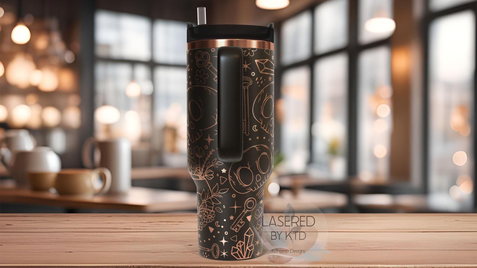 Mystic Skulls Halloween Spooky Holiday Tumbler Wrap SVG | 40oz Laser Engraving File | Rotary Ready Digital Design | Seasonal SVG