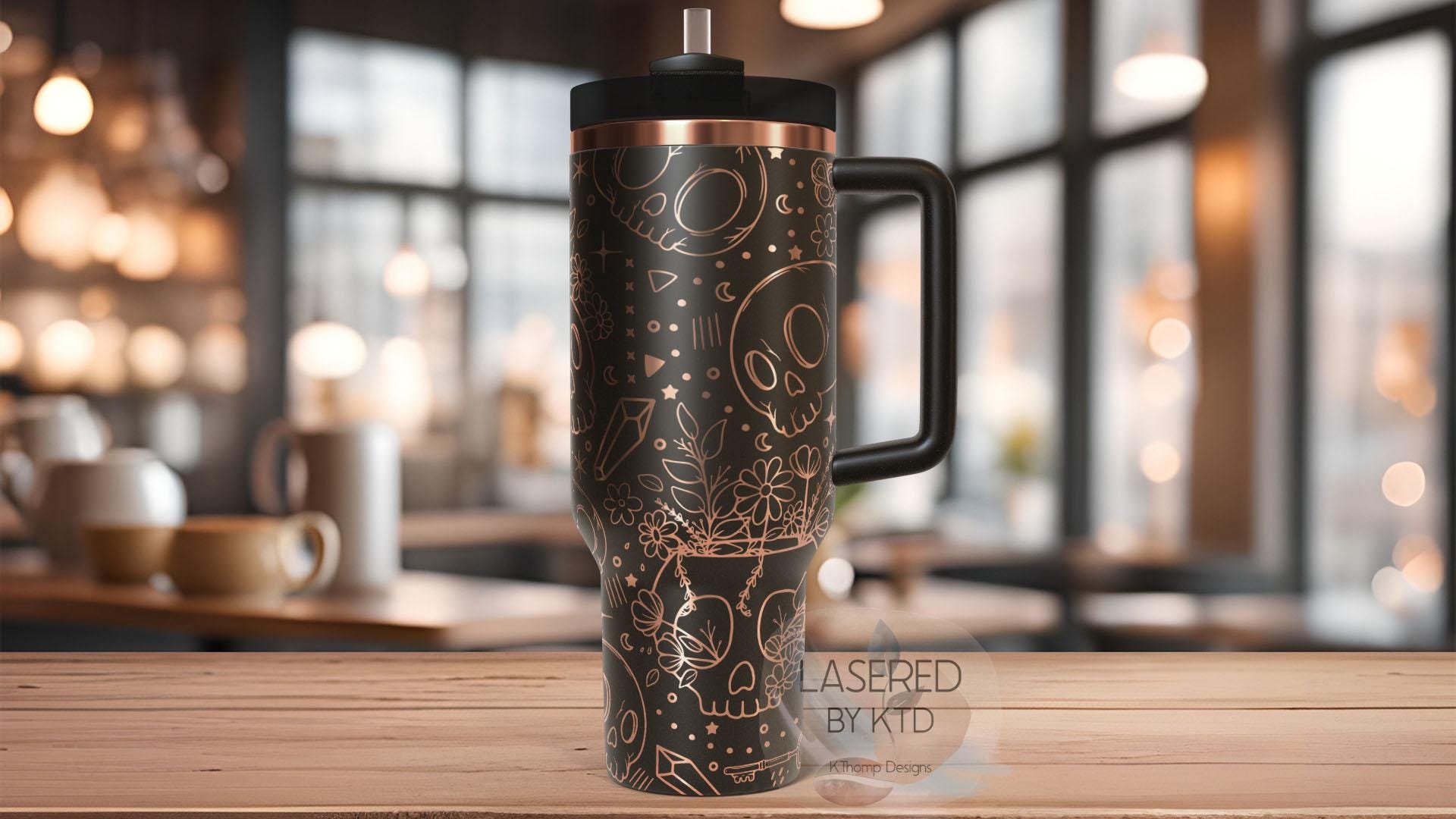 Mystic Skulls Halloween Spooky Holiday Tumbler Wrap SVG | 40oz Laser Engraving File | Rotary Ready Digital Design | Seasonal SVG