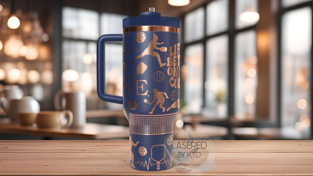 Pickleball Player Tumbler Wrap SVG | 40oz Laser Engraving File | Rotary Ready Digital Design | Sports Fan SVG