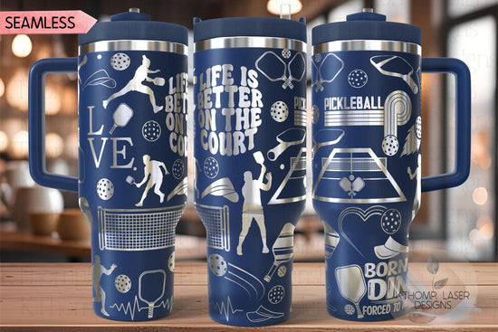 Pickleball Player Tumbler Wrap SVG | 40oz Laser Engraving File | Rotary Ready Digital Design | Sports Fan SVG
