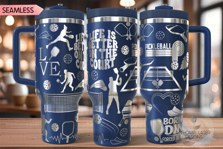 Pickleball Player Tumbler Wrap SVG | 40oz Laser Engraving File | Rotary Ready Digital Design | Sports Fan SVG