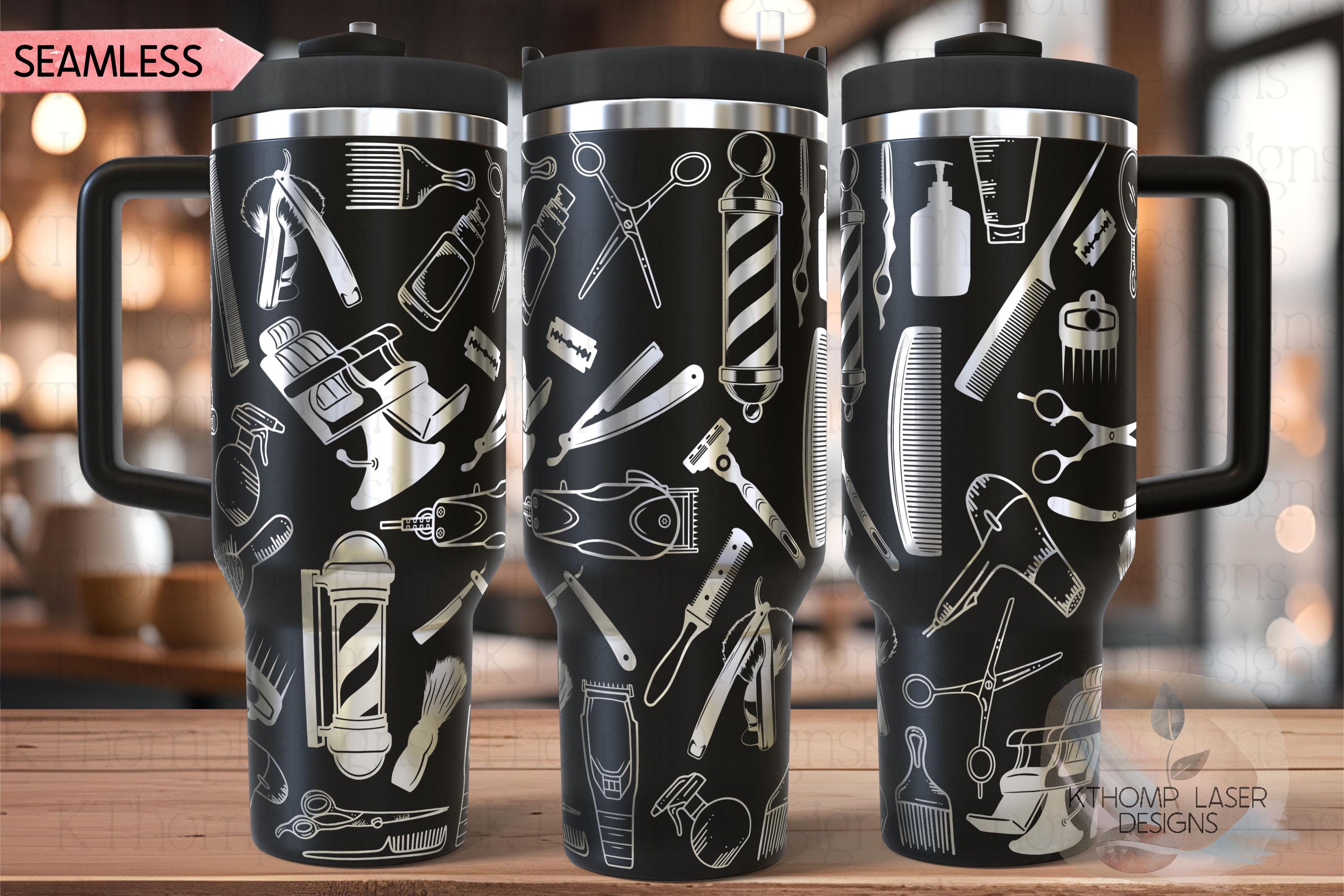 Barber Hairstylist Barber Shop Tumbler Wrap SVG | 40oz Laser Engraving File | Rotary Ready Digital Design | Career Gift SVG