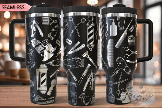 Barber Hairstylist Barber Shop Tumbler Wrap SVG | 40oz Laser Engraving File | Rotary Ready Digital Design | Career Gift SVG