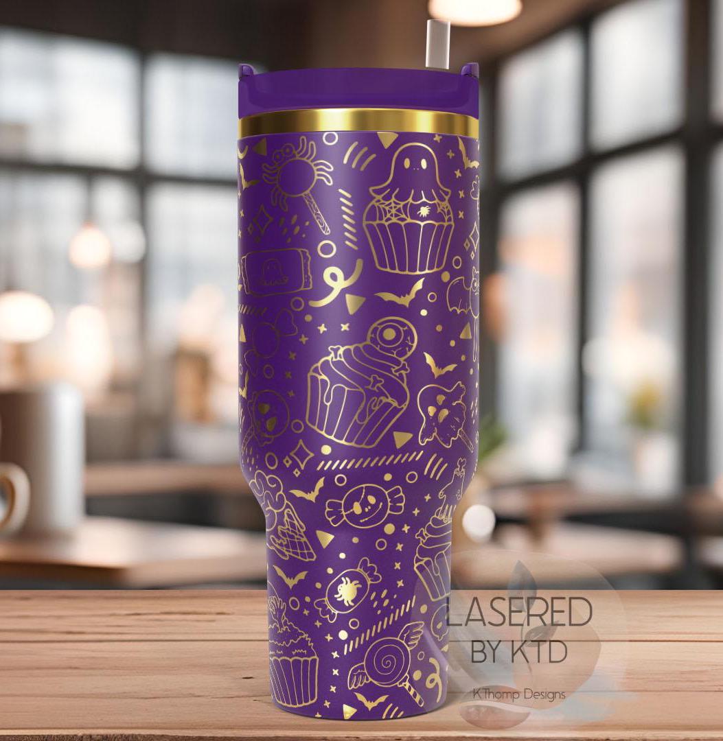 Halloween Spooky Treats Holiday Tumbler Wrap SVG | 40oz Laser Engraving File | Rotary Ready Digital Design | Seasonal SVG