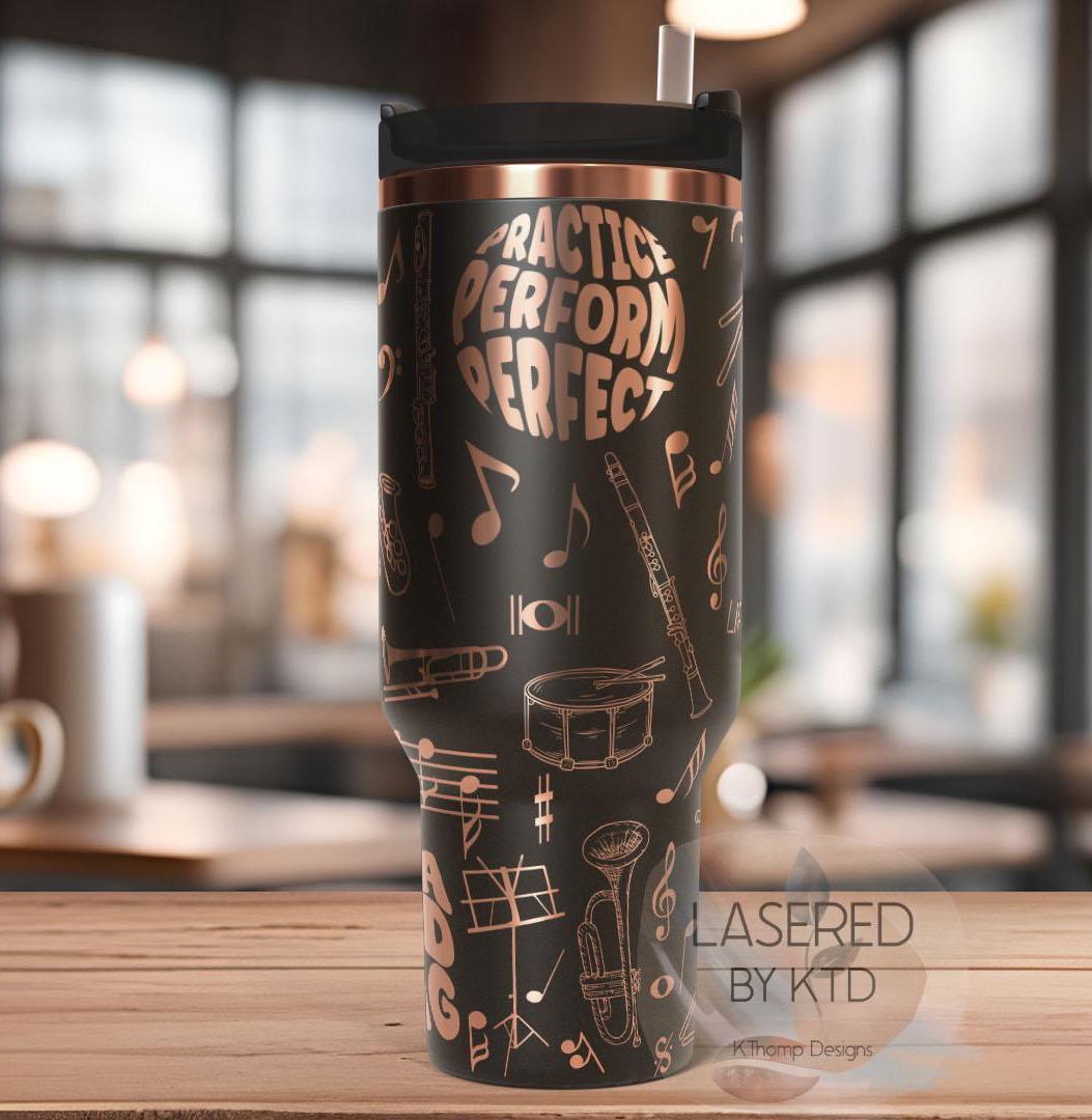 Band Music Tumbler Wrap SVG | 40oz Laser Engraving File | Rotary Ready Digital Design | Hobby Travel SVG