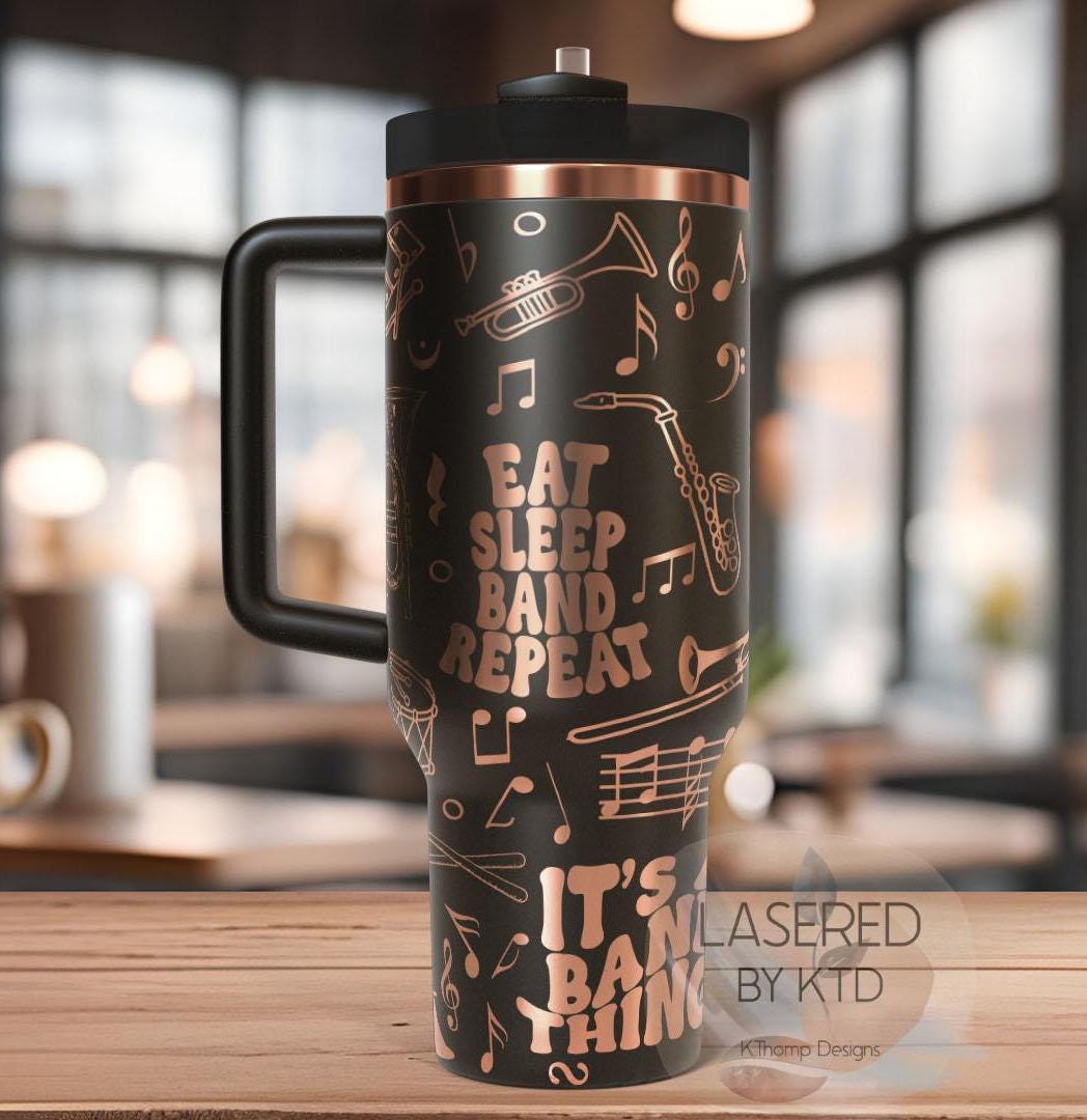 Band Music Tumbler Wrap SVG | 40oz Laser Engraving File | Rotary Ready Digital Design | Hobby Travel SVG