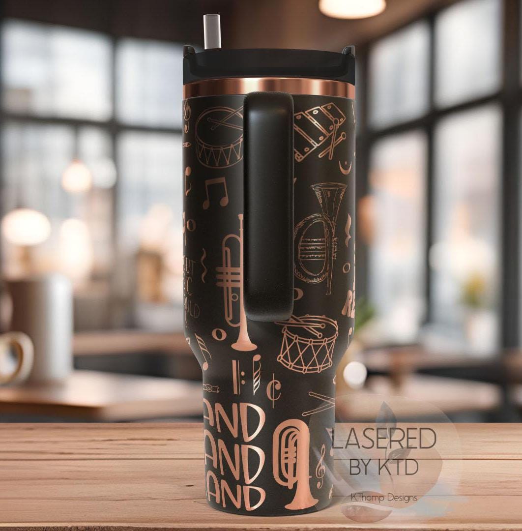 Band Music Tumbler Wrap SVG | 40oz Laser Engraving File | Rotary Ready Digital Design | Hobby Travel SVG