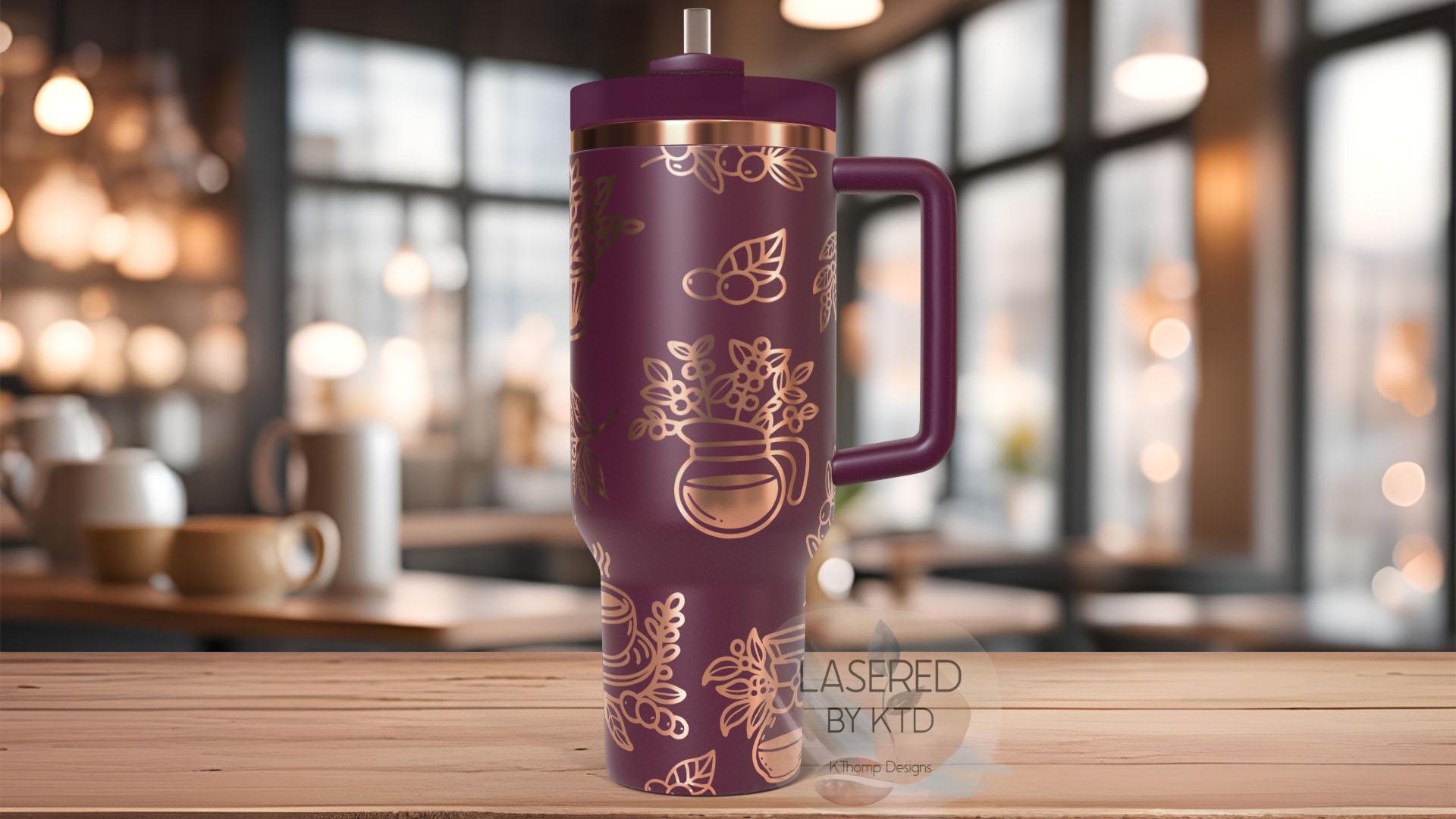 Floral Coffee Lover Tumbler Wrap SVG | 40oz Laser Engraving File | Rotary Ready Digital Design | Sassy Coffee SVG