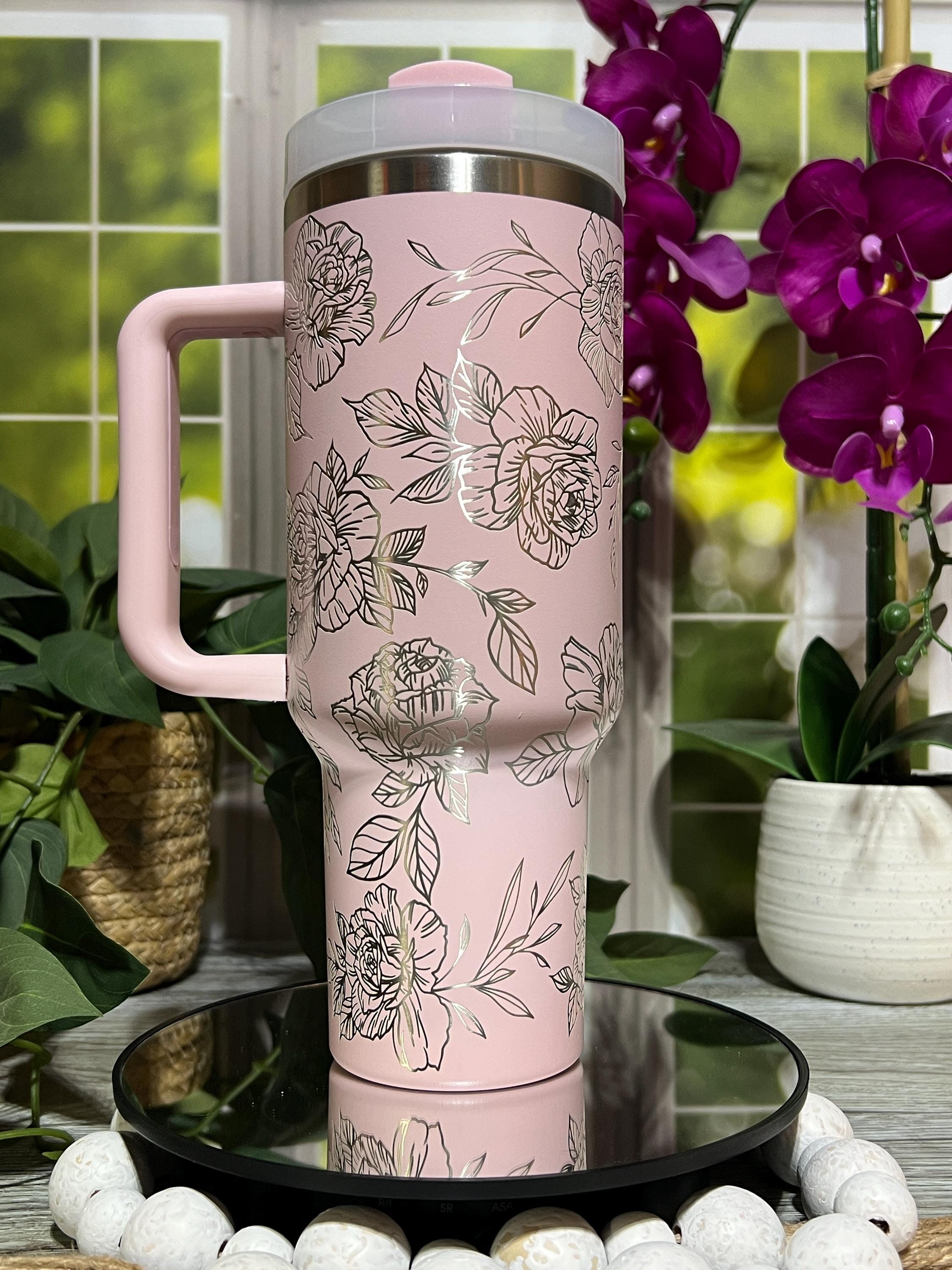 Delicate Roses Floral Tumbler Wrap SVG | 40oz Laser Engraving File | Rotary Engrave Digital Design | Floral SVG Design