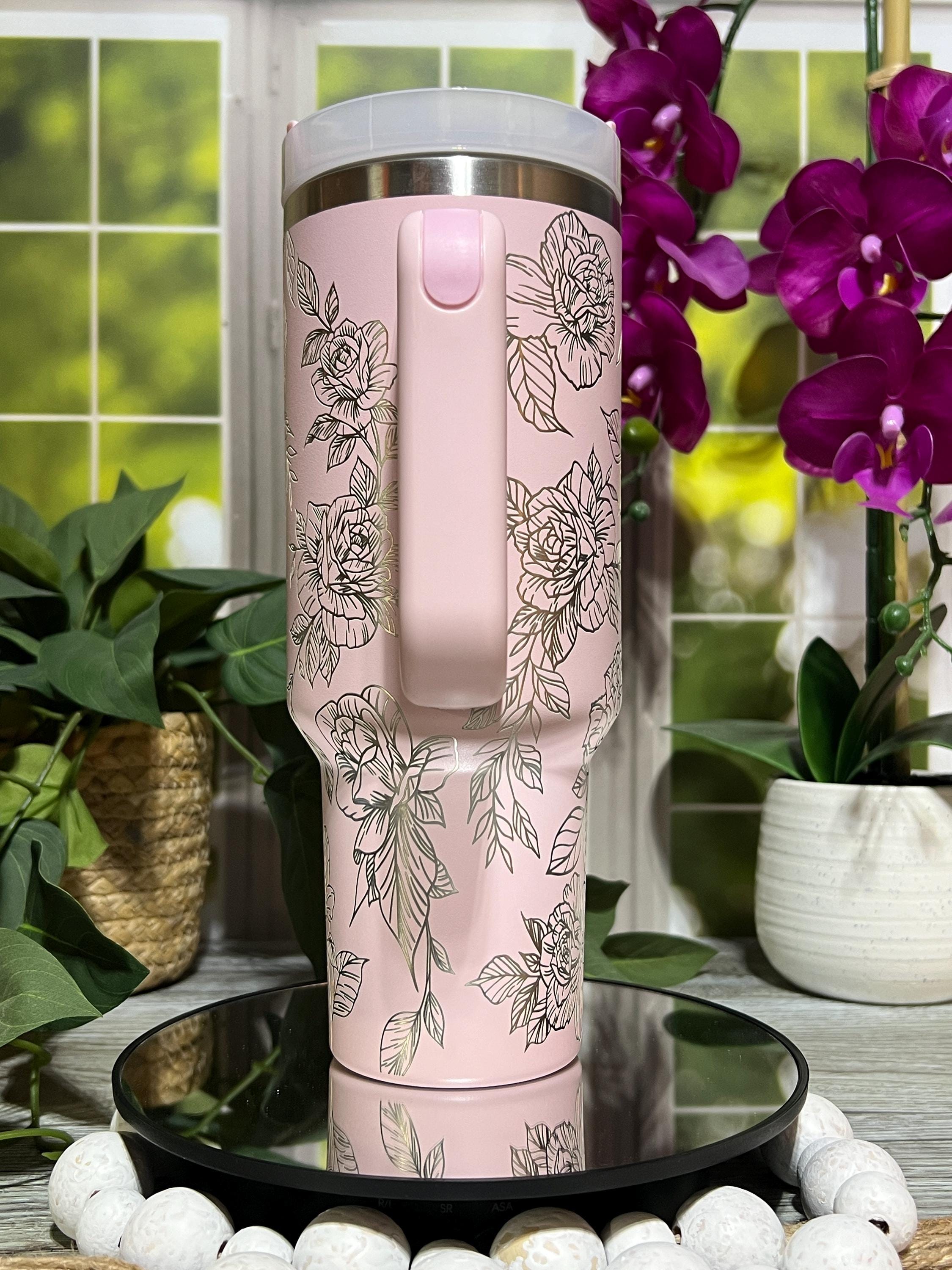 Delicate Roses Floral Tumbler Wrap SVG | 40oz Laser Engraving File | Rotary Engrave Digital Design | Floral SVG Design
