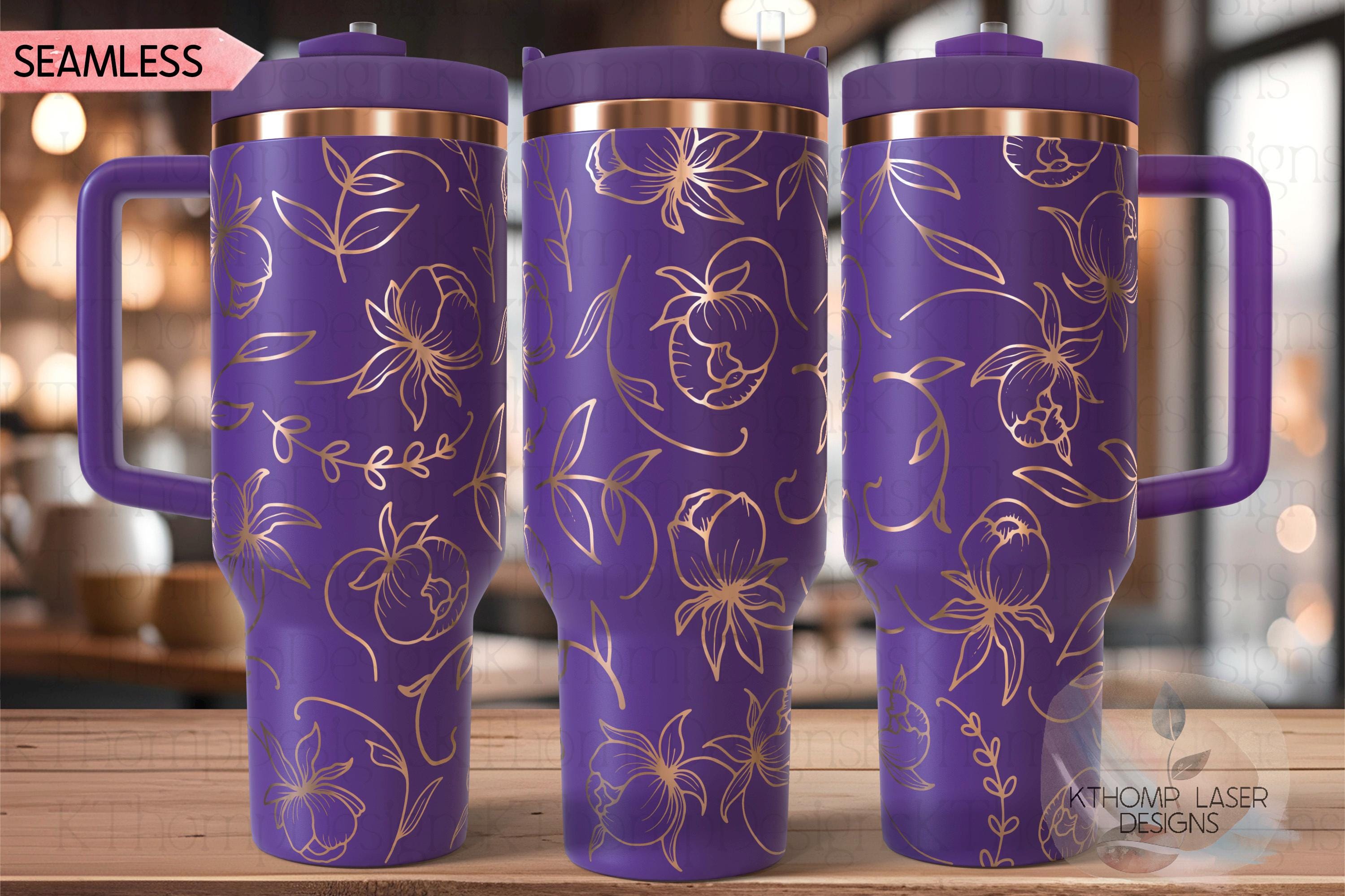 Floral Blooms Peonies Tumbler Wrap SVG | 40oz Laser Engraving File | Rotary Engrave Digital Design | Floral SVG Design