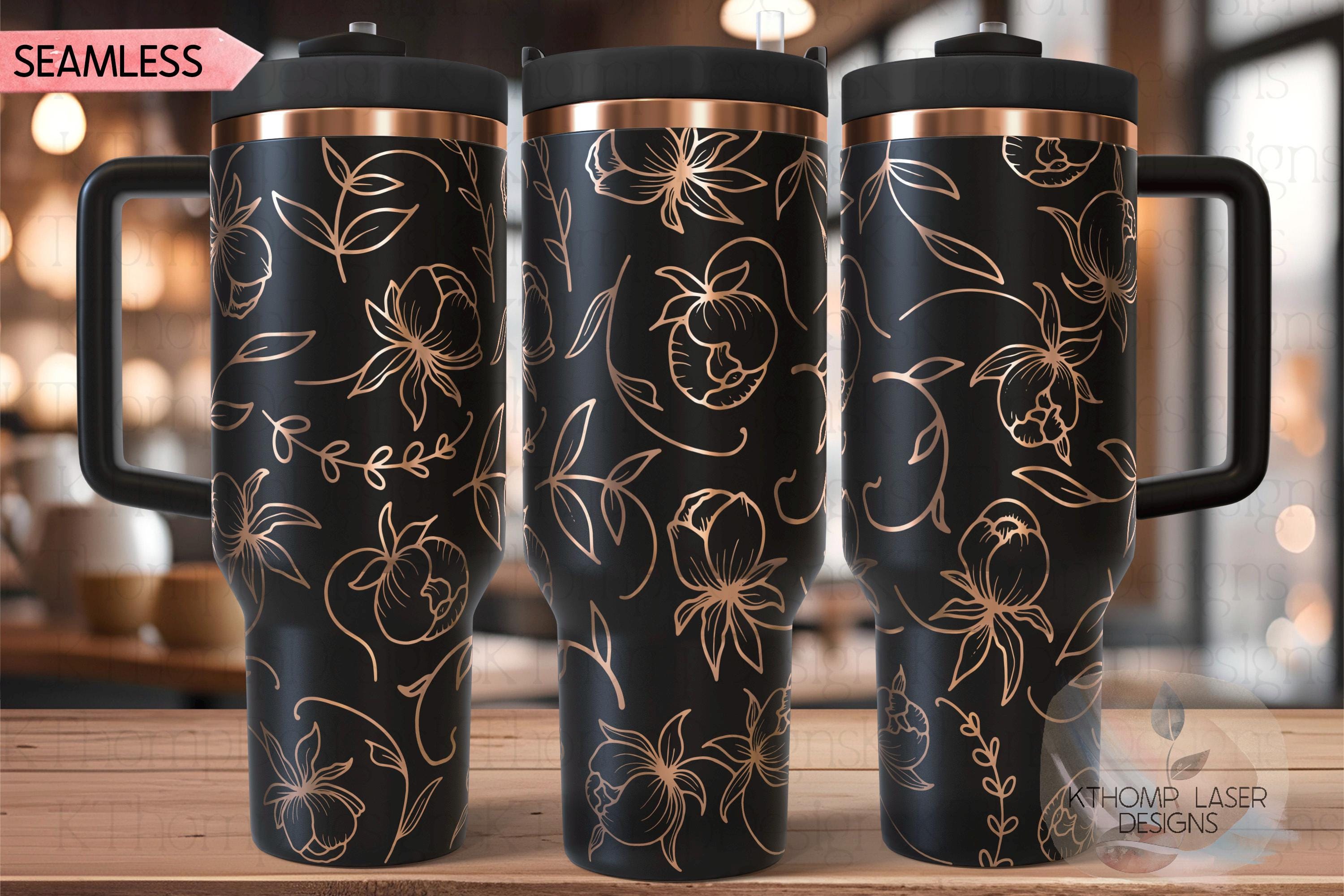 Floral Blooms Peonies Tumbler Wrap SVG | 40oz Laser Engraving File | Rotary Engrave Digital Design | Floral SVG Design