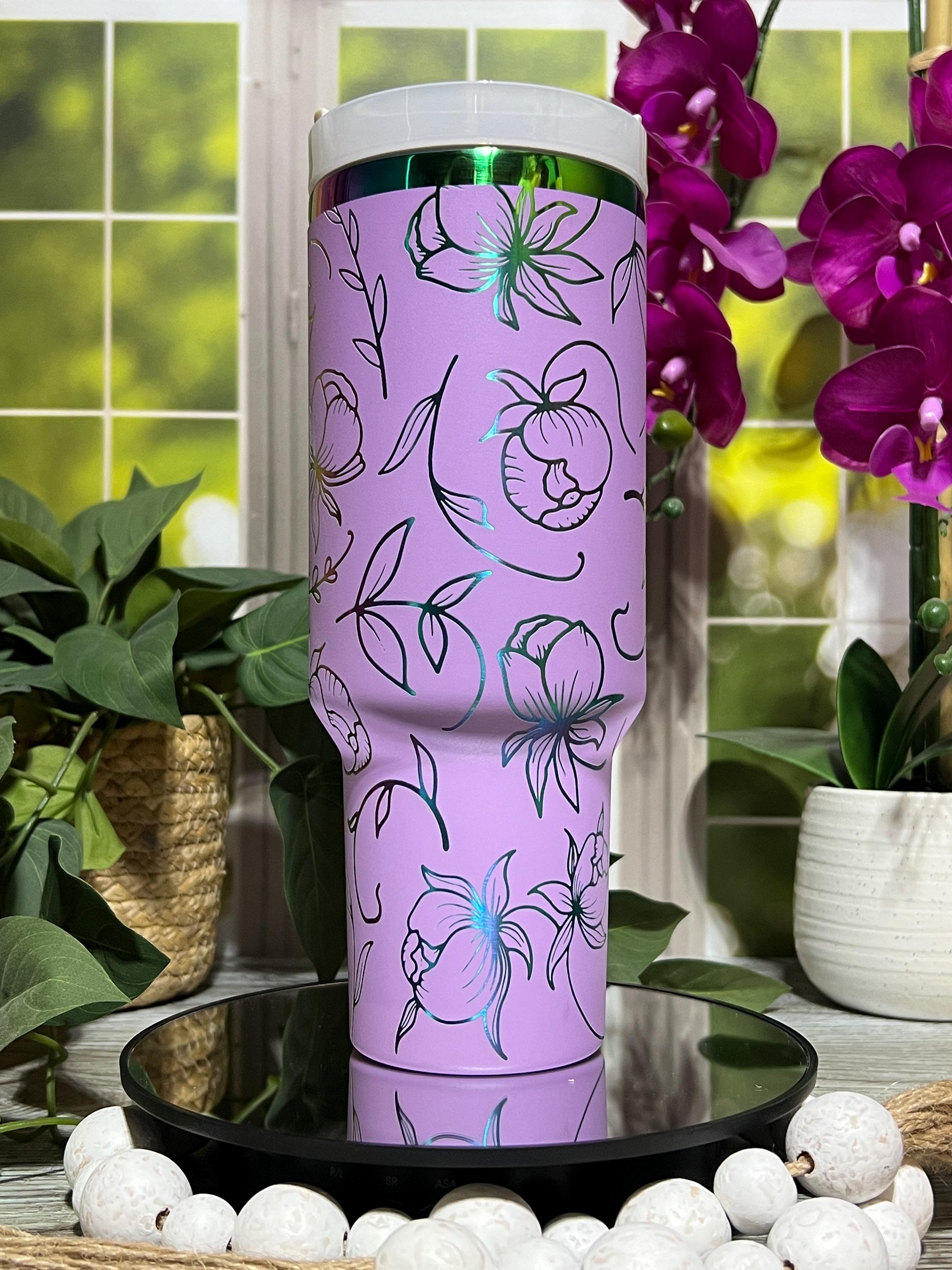 Floral Blooms Peonies Tumbler Wrap SVG | 40oz Laser Engraving File | Rotary Engrave Digital Design | Floral SVG Design