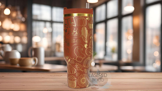 Fall Vibes Autumn Harvest Holiday Tumbler Wrap SVG | 40oz Laser Engraving File | Rotary Ready Digital Design | Seasonal SVG