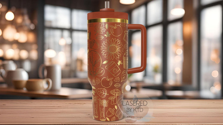 Fall Vibes Autumn Harvest Holiday Tumbler Wrap SVG | 40oz Laser Engraving File | Rotary Ready Digital Design | Seasonal SVG