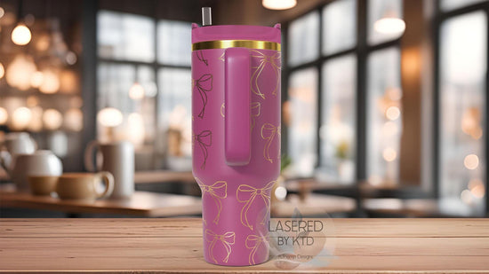 Bows Coquette Pretty Bows Tumbler Wrap SVG | 40oz Laser Engraving File | Rotary Ready Digital Design | Fantasy Magic SVG