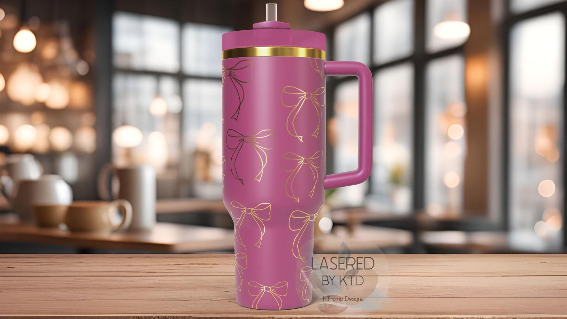 Bows Coquette Pretty Bows Tumbler Wrap SVG | 40oz Laser Engraving File | Rotary Ready Digital Design | Fantasy Magic SVG