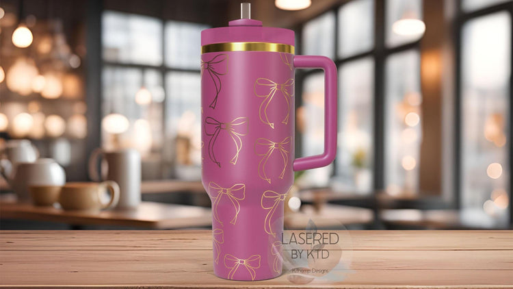 Bows Coquette Pretty Bows Tumbler Wrap SVG | 40oz Laser Engraving File | Rotary Ready Digital Design | Fantasy Magic SVG