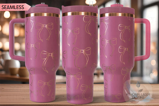 Bows Coquette Pretty Bows Tumbler Wrap SVG | 40oz Laser Engraving File | Rotary Ready Digital Design | Fantasy Magic SVG