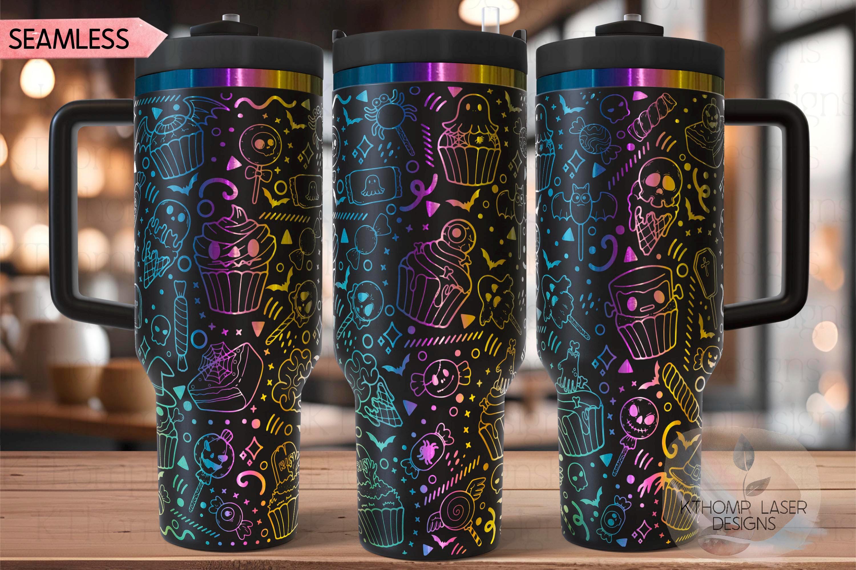 Halloween Spooky Treats Holiday Tumbler Wrap SVG | 40oz Laser Engraving File | Rotary Ready Digital Design | Seasonal SVG