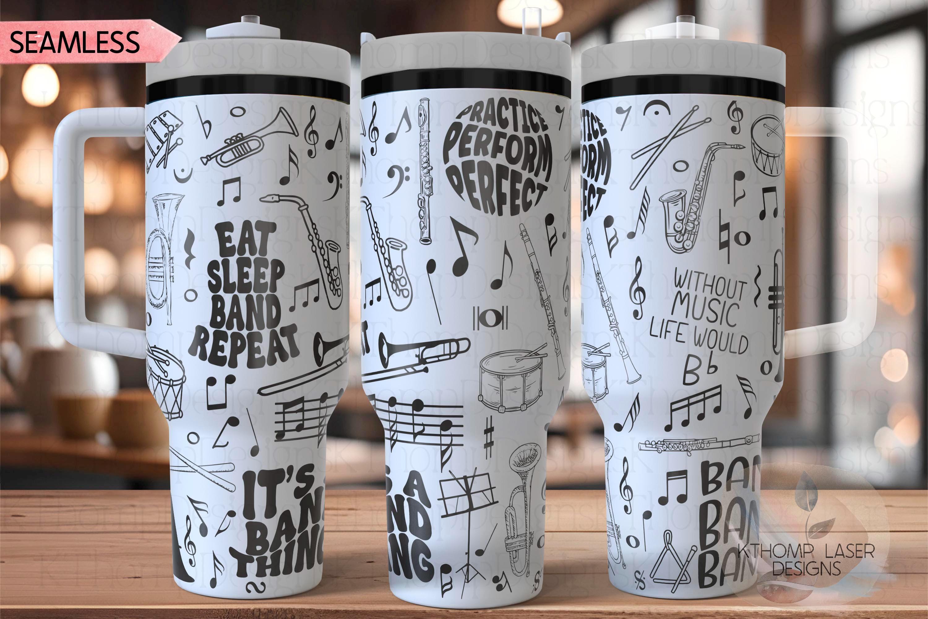 Band Music Tumbler Wrap SVG | 40oz Laser Engraving File | Rotary Ready Digital Design | Hobby Travel SVG